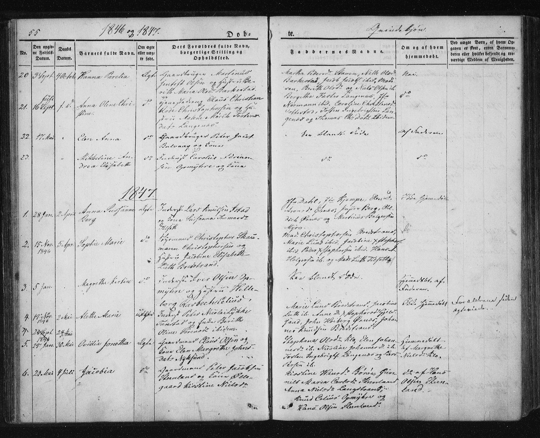 Ministerialprotokoller, klokkerbøker og fødselsregistre - Nordland, AV/SAT-A-1459/893/L1332: Parish register (official) no. 893A05, 1841-1858, p. 55