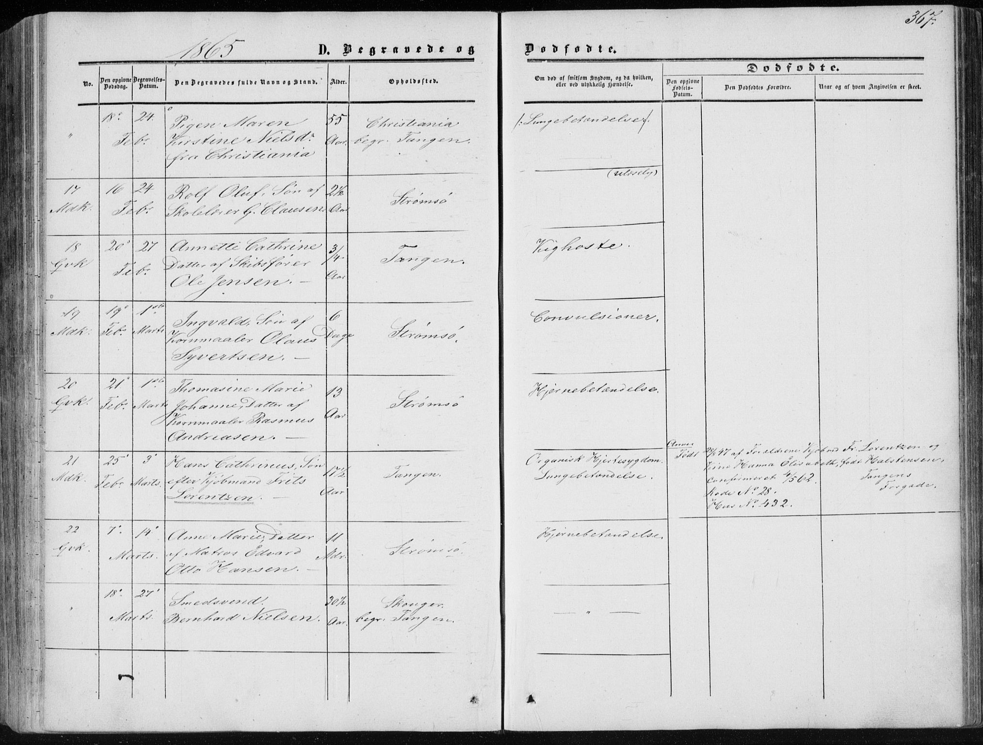 Strømsø kirkebøker, SAKO/A-246/F/Fa/L0015: Parish register (official) no. I 15, 1859-1868, p. 367