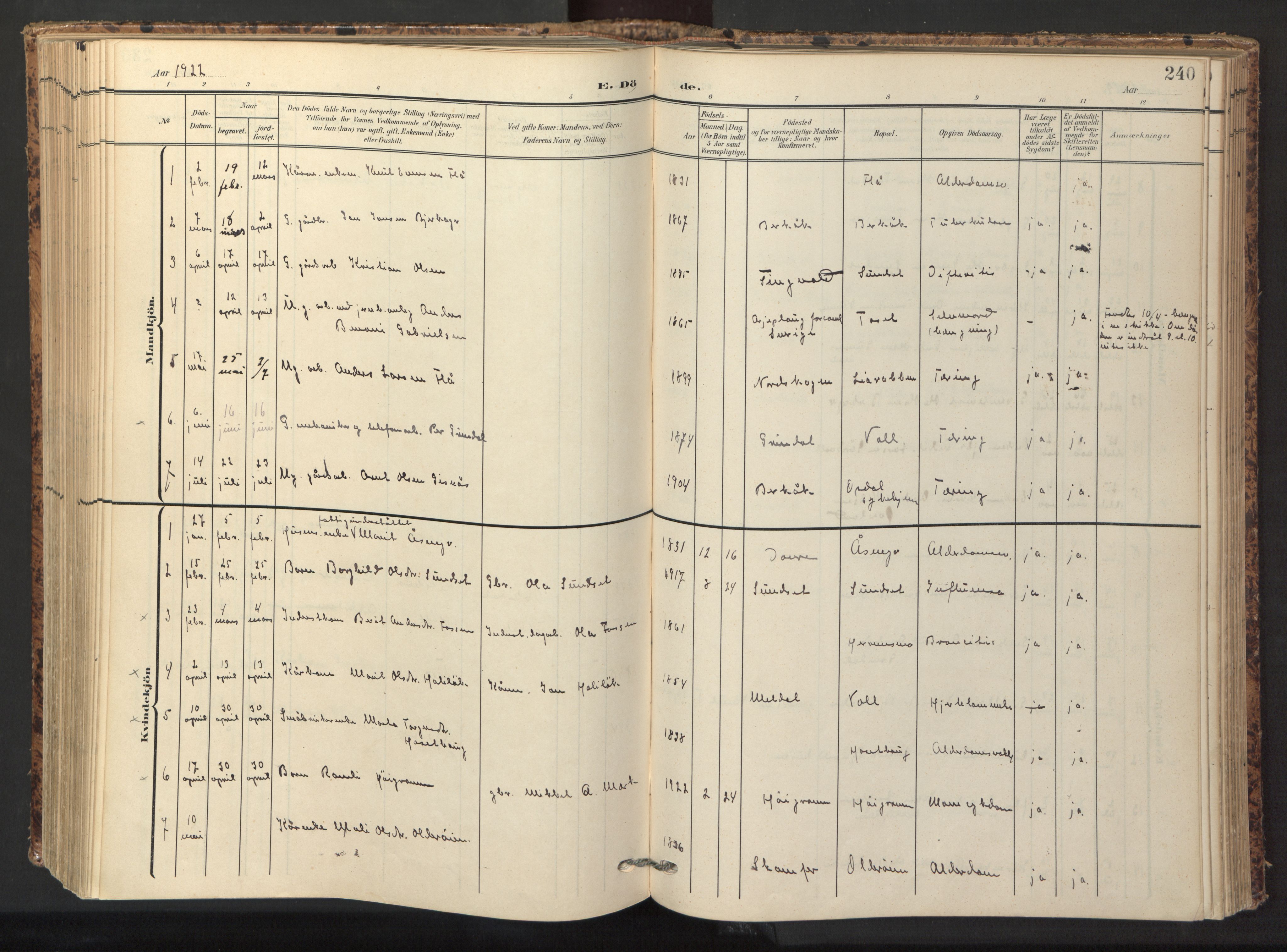 Ministerialprotokoller, klokkerbøker og fødselsregistre - Sør-Trøndelag, AV/SAT-A-1456/674/L0873: Parish register (official) no. 674A05, 1908-1923, p. 240