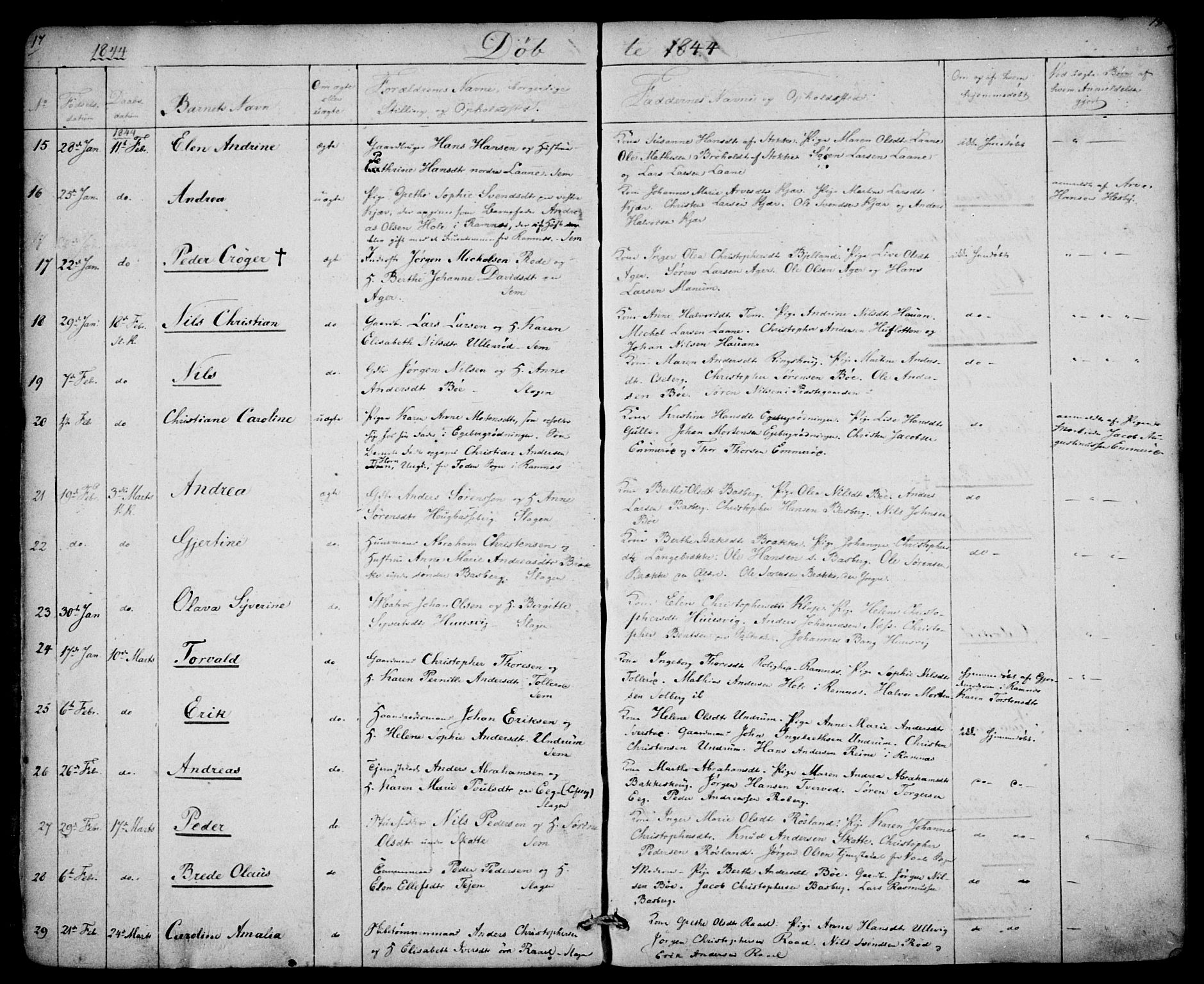 Sem kirkebøker, AV/SAKO-A-5/F/Fa/L0006: Parish register (official) no. I 6, 1843-1855, p. 17-18