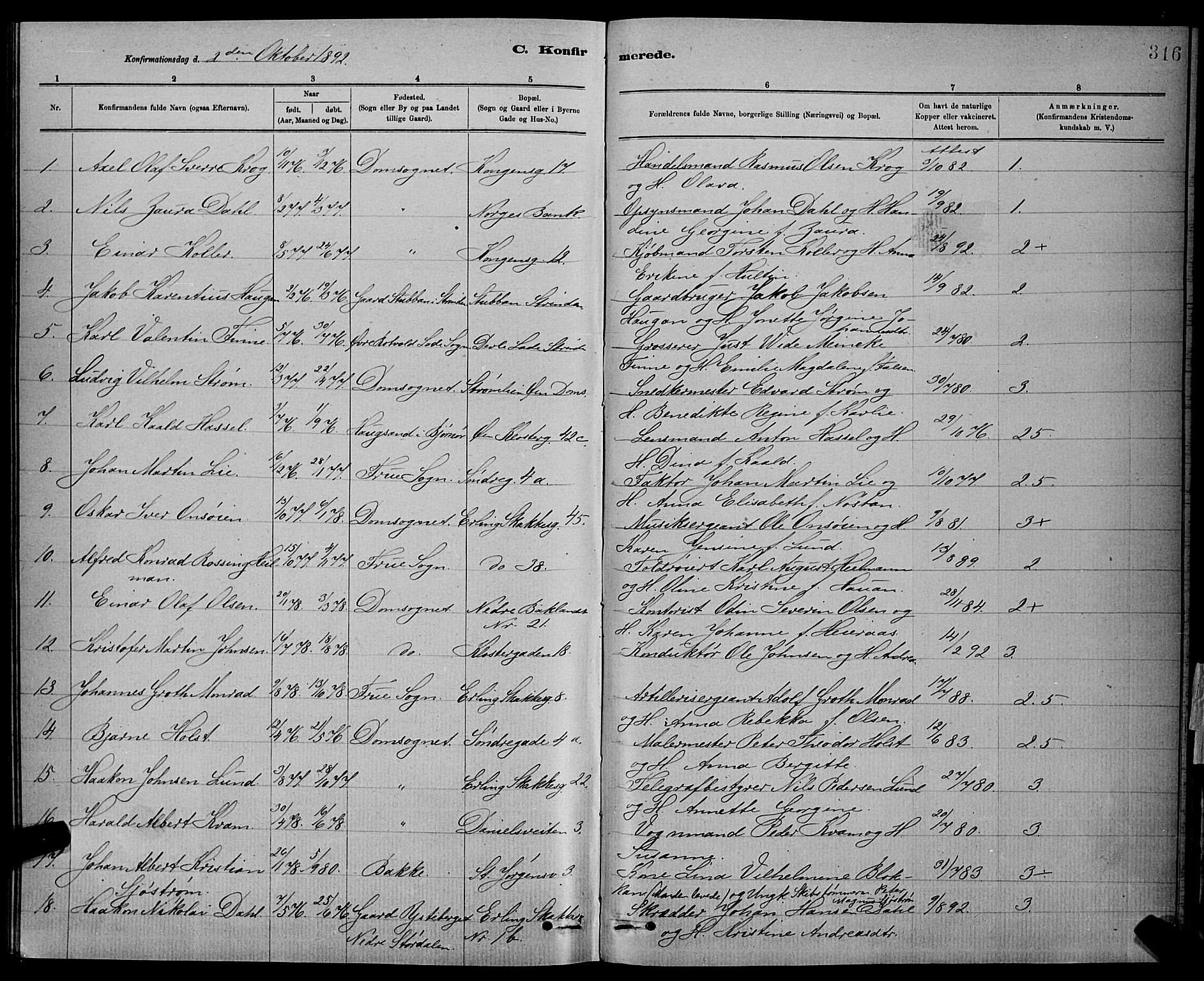 Ministerialprotokoller, klokkerbøker og fødselsregistre - Sør-Trøndelag, AV/SAT-A-1456/601/L0092: Parish register (copy) no. 601C10, 1884-1897, p. 316