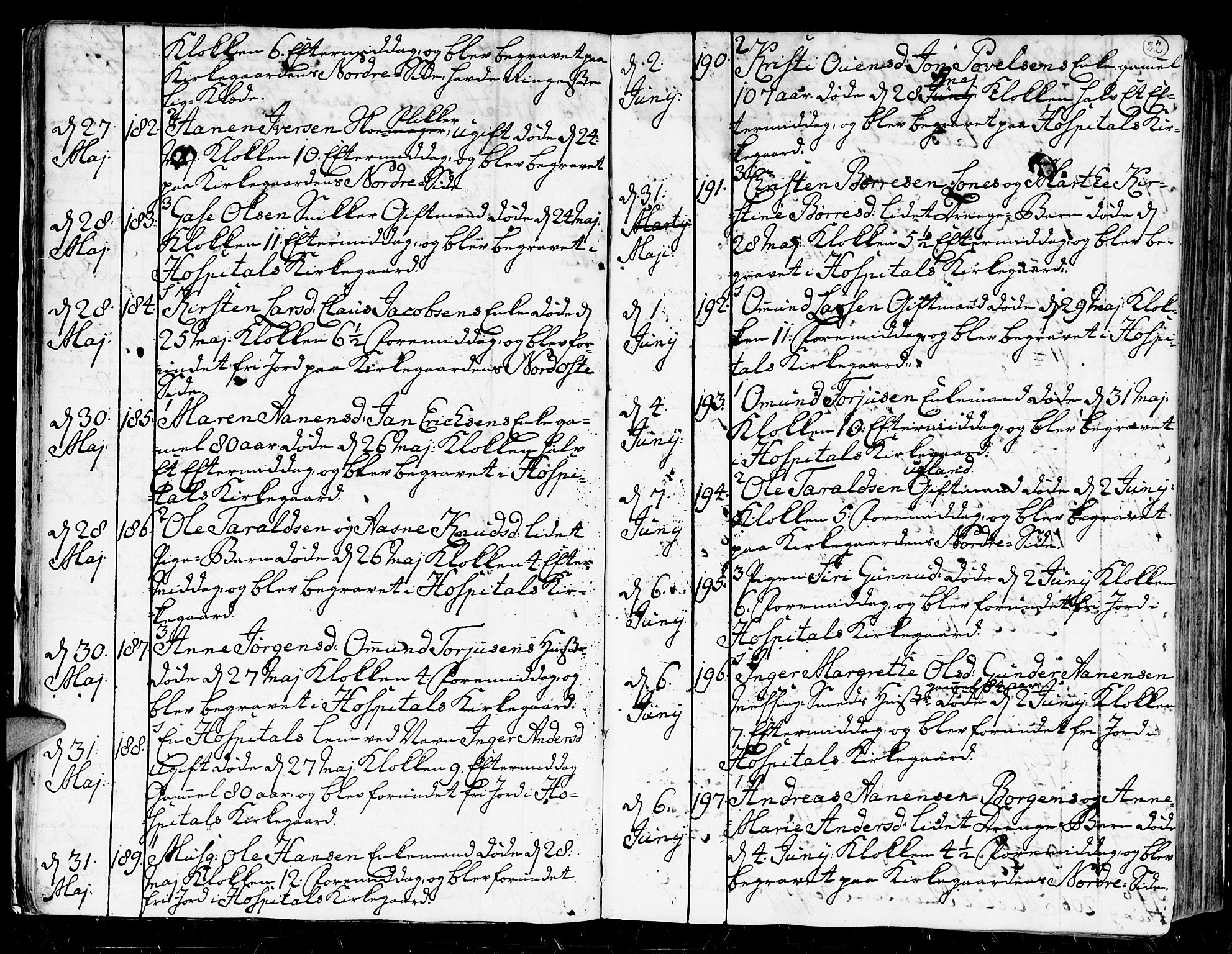 Kristiansand domprosti, AV/SAK-1112-0006/F/Fa/L0004: Parish register (official) no. A 4, 1762-1794, p. 22