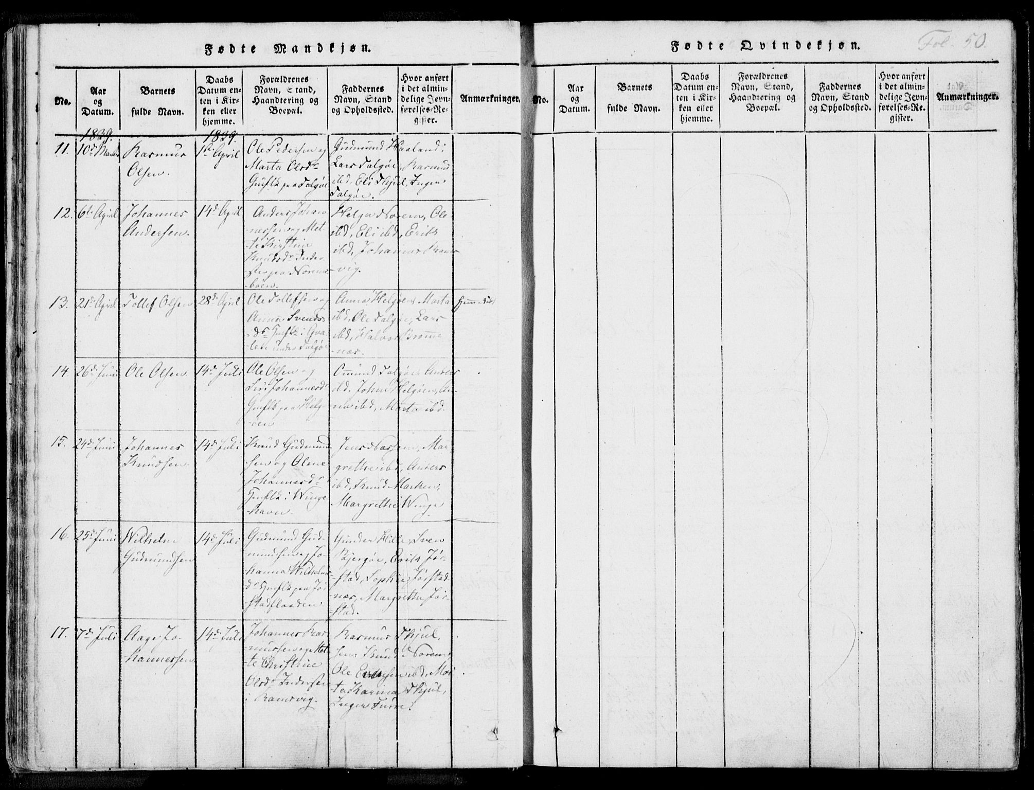 Nedstrand sokneprestkontor, AV/SAST-A-101841/01/IV: Parish register (official) no. A 7, 1816-1870, p. 50