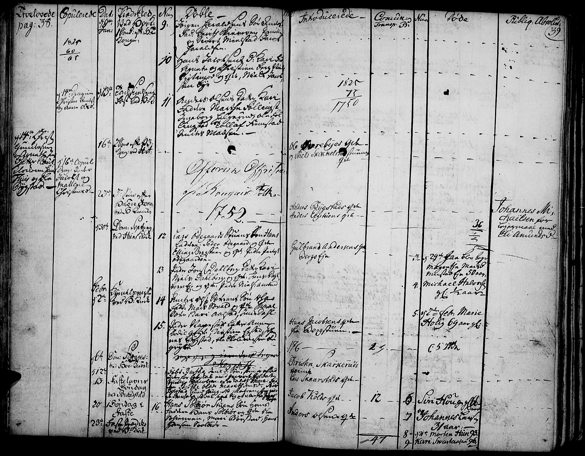 Vardal prestekontor, SAH/PREST-100/H/Ha/Haa/L0002: Parish register (official) no. 2, 1748-1776, p. 38-39