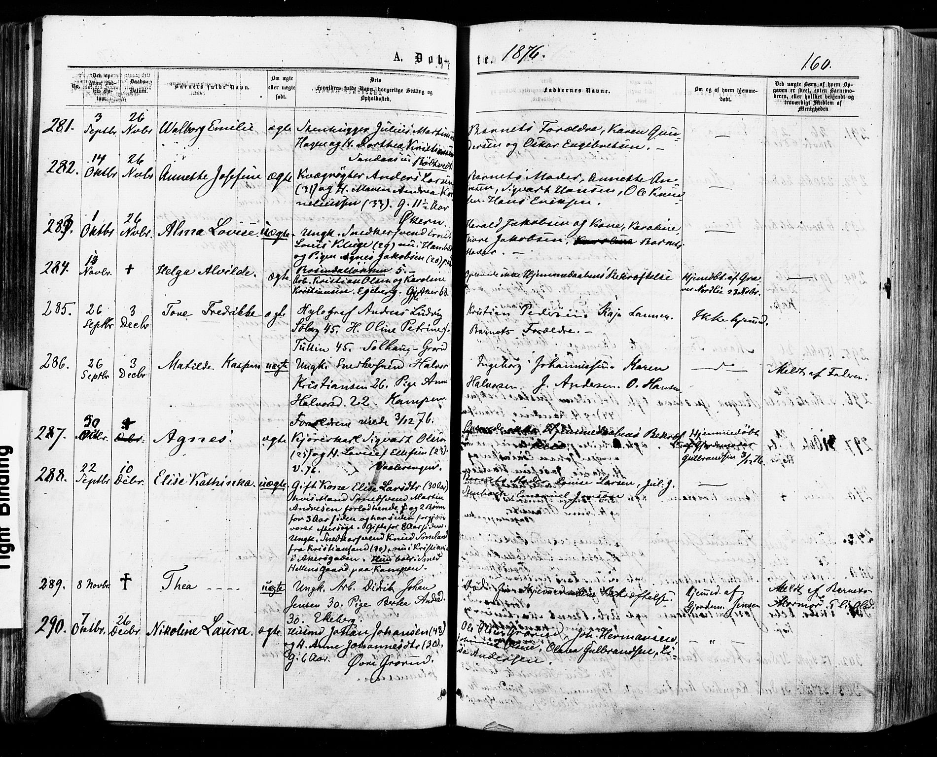 Østre Aker prestekontor Kirkebøker, AV/SAO-A-10840/F/Fa/L0004: Parish register (official) no. I 4, 1876-1889, p. 160