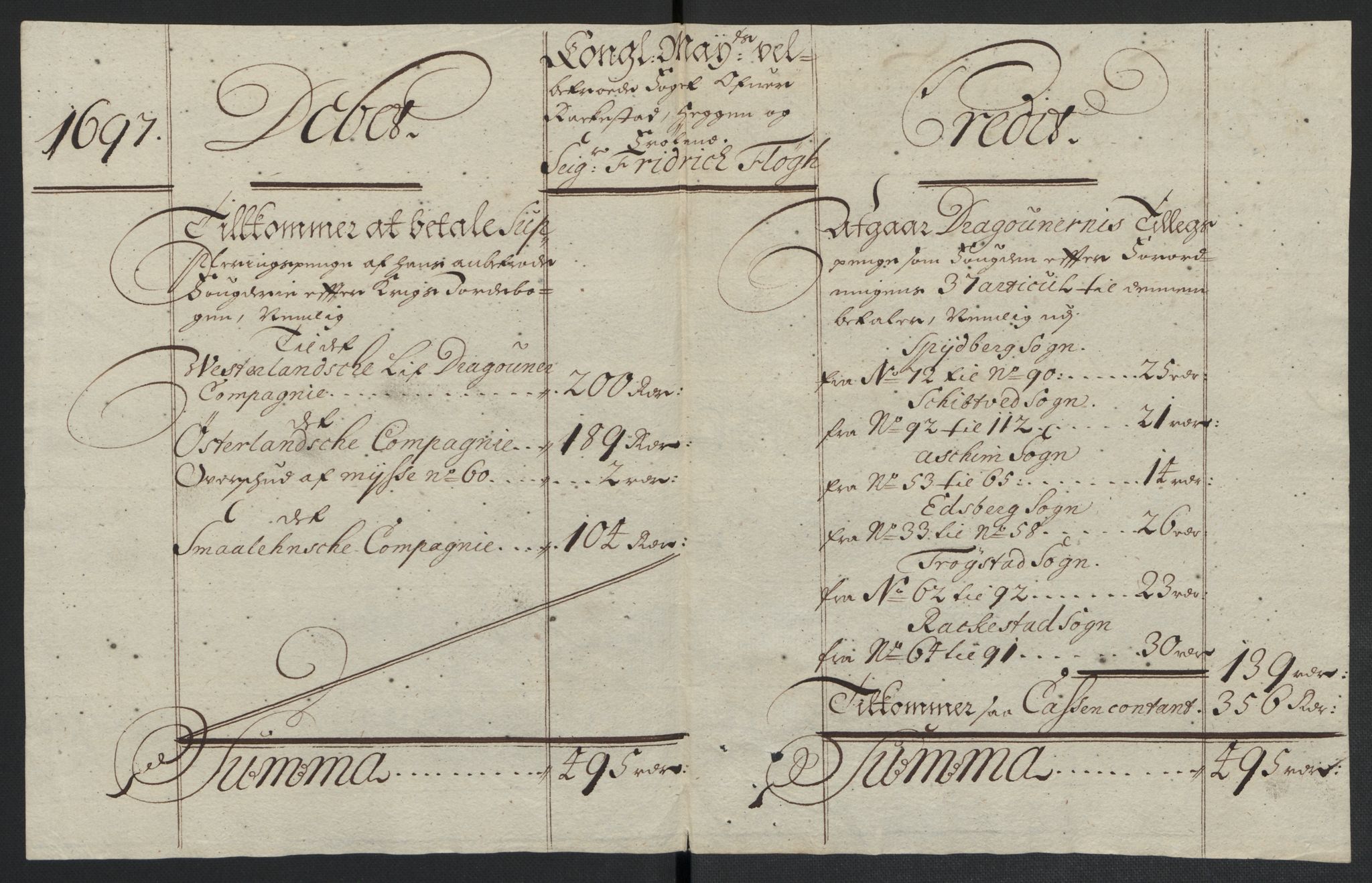 Rentekammeret inntil 1814, Reviderte regnskaper, Fogderegnskap, RA/EA-4092/R07/L0287: Fogderegnskap Rakkestad, Heggen og Frøland, 1697, p. 274