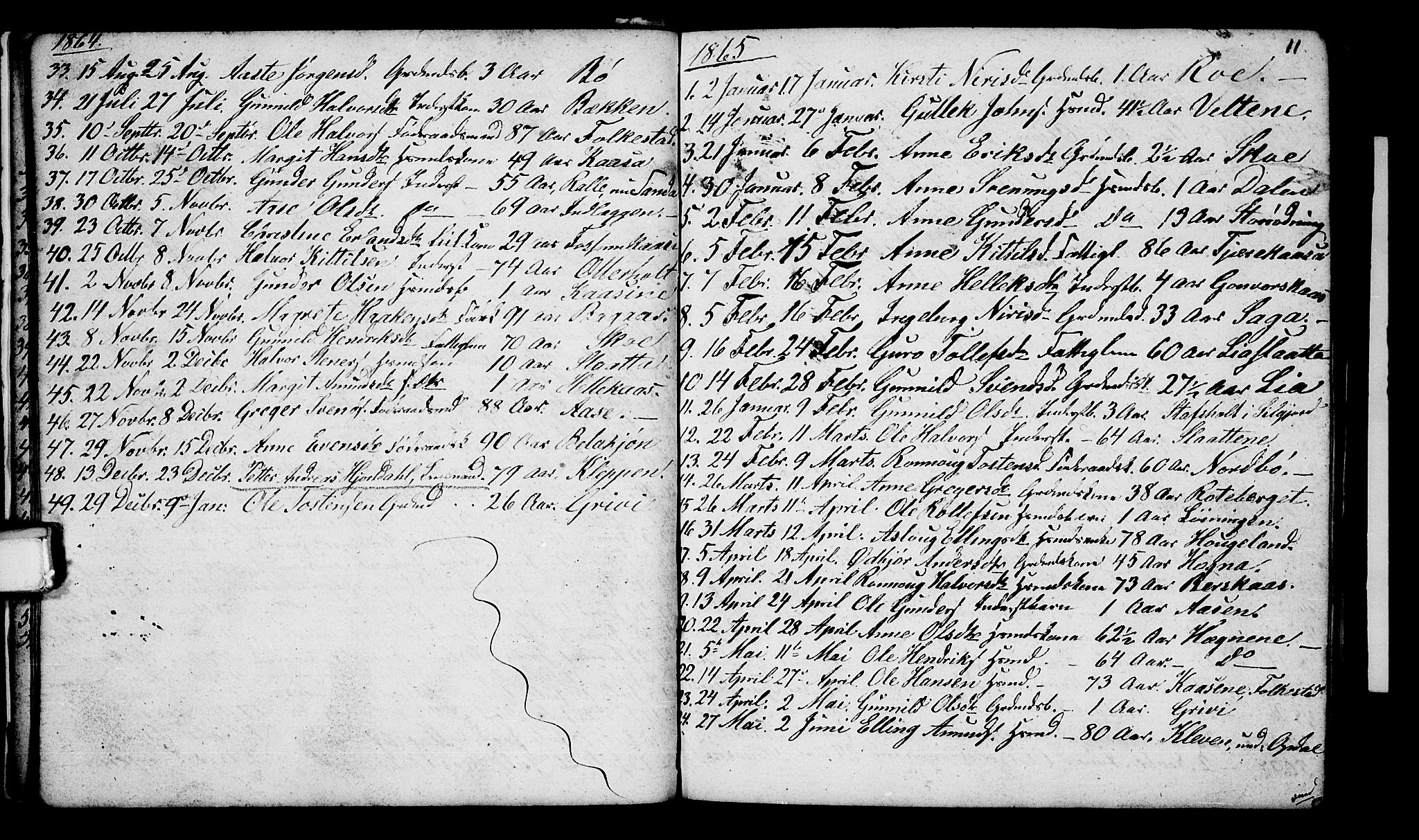 Bø kirkebøker, SAKO/A-257/G/Ga/L0002: Parish register (copy) no. 2, 1853-1866, p. 11