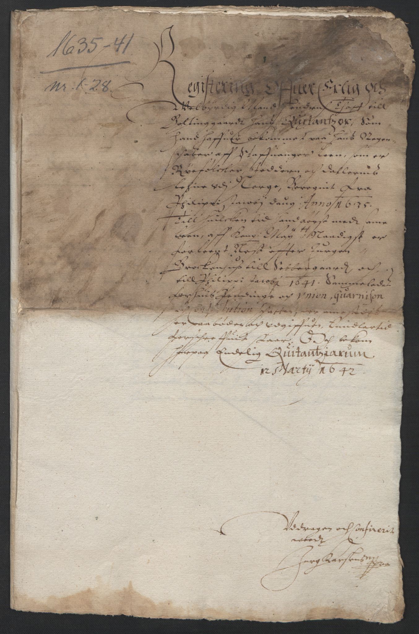 Rentekammeret inntil 1814, Reviderte regnskaper, Lensregnskaper, AV/RA-EA-5023/R/Rb/Rbs/L0025: Stavanger len, 1635-1642