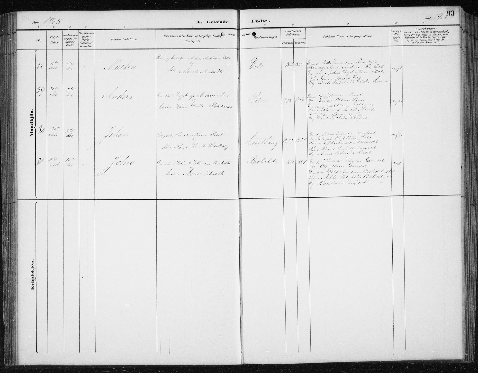 Ministerialprotokoller, klokkerbøker og fødselsregistre - Sør-Trøndelag, AV/SAT-A-1456/674/L0876: Parish register (copy) no. 674C03, 1892-1912, p. 93