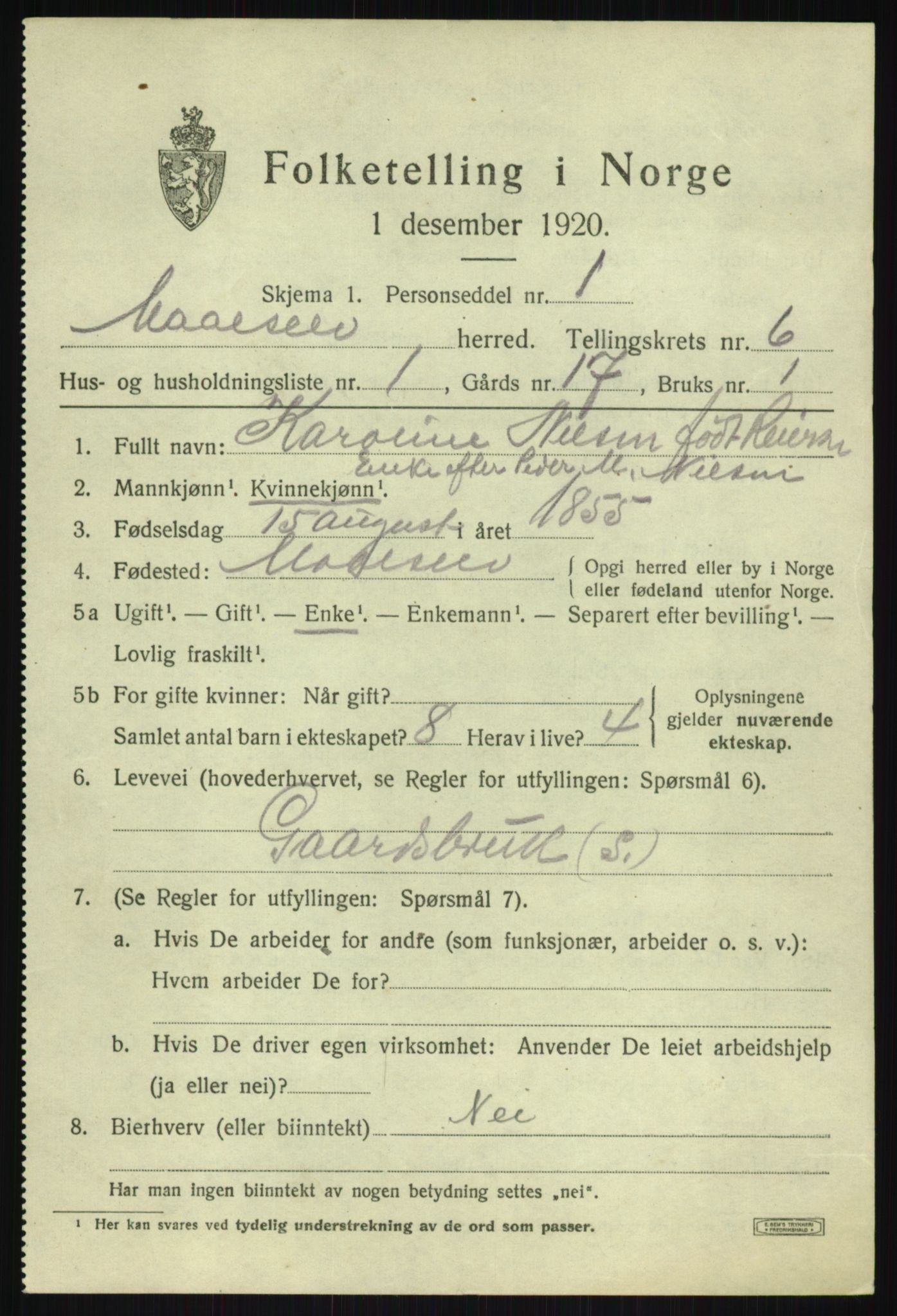 SATØ, 1920 census for Målselv, 1920, p. 3615