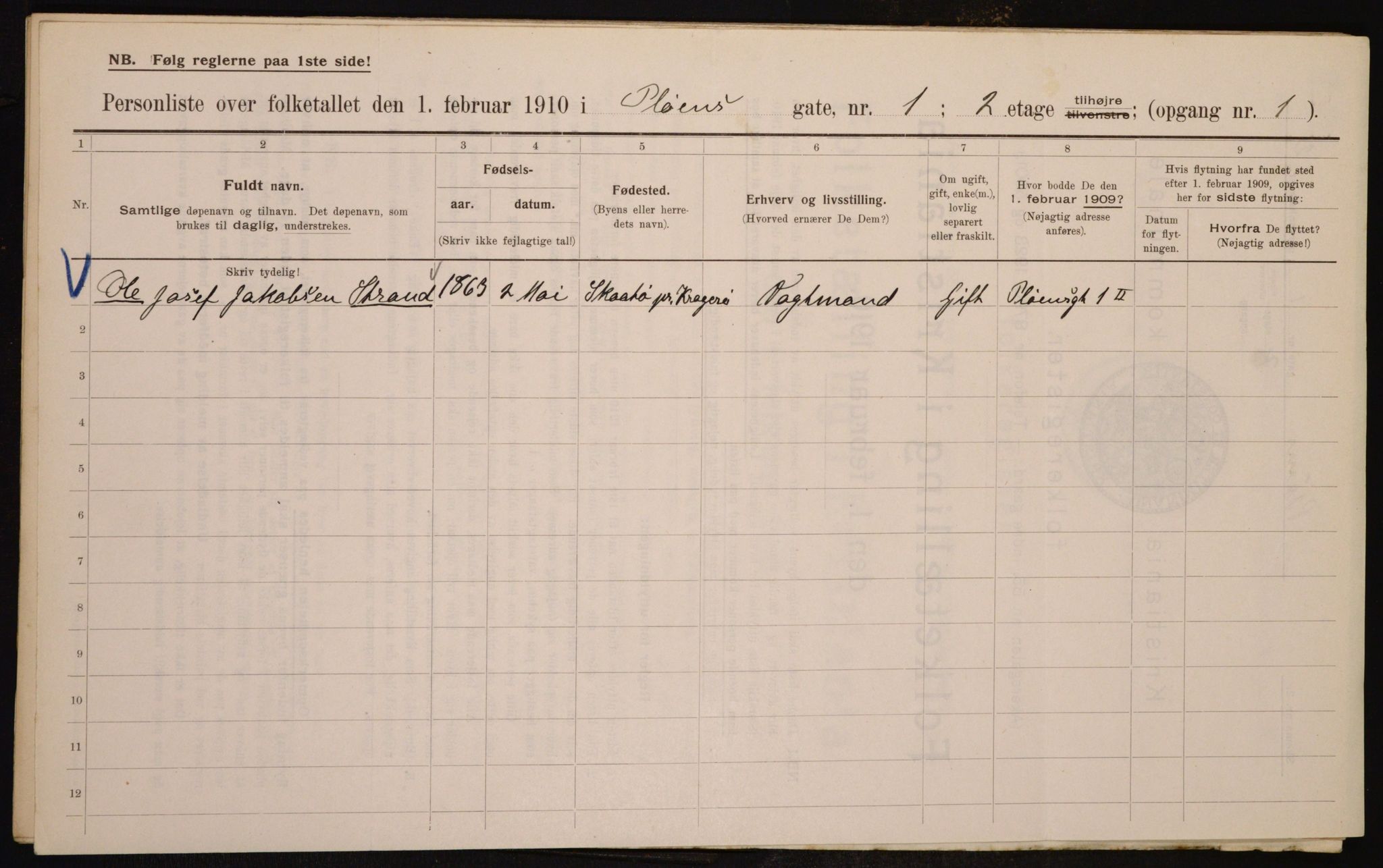 OBA, Municipal Census 1910 for Kristiania, 1910, p. 77616