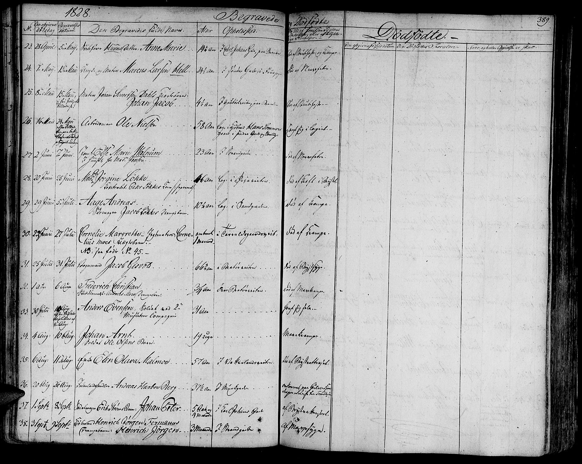 Ministerialprotokoller, klokkerbøker og fødselsregistre - Sør-Trøndelag, SAT/A-1456/602/L0109: Parish register (official) no. 602A07, 1821-1840, p. 389