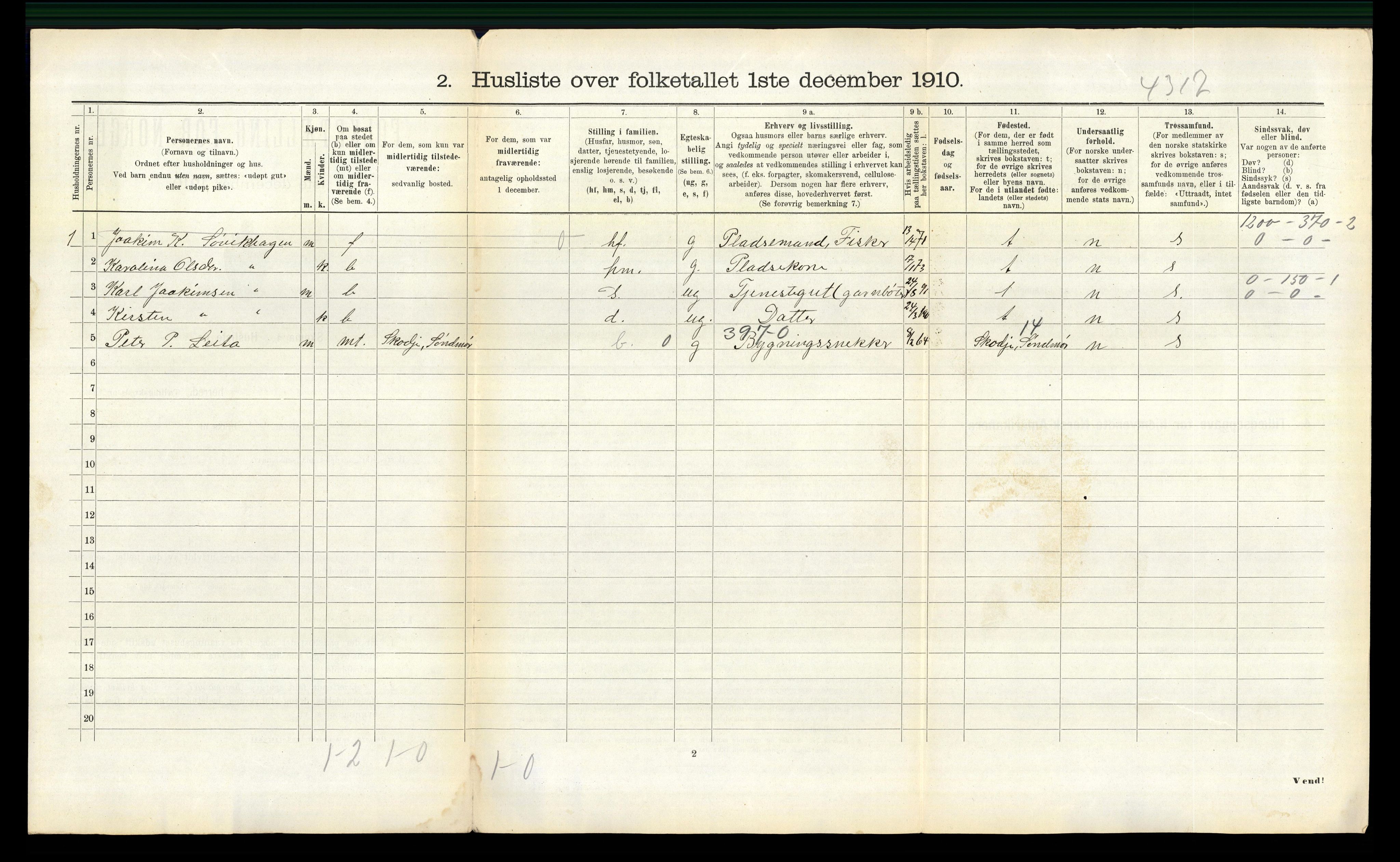 RA, 1910 census for Borgund, 1910, p. 1914