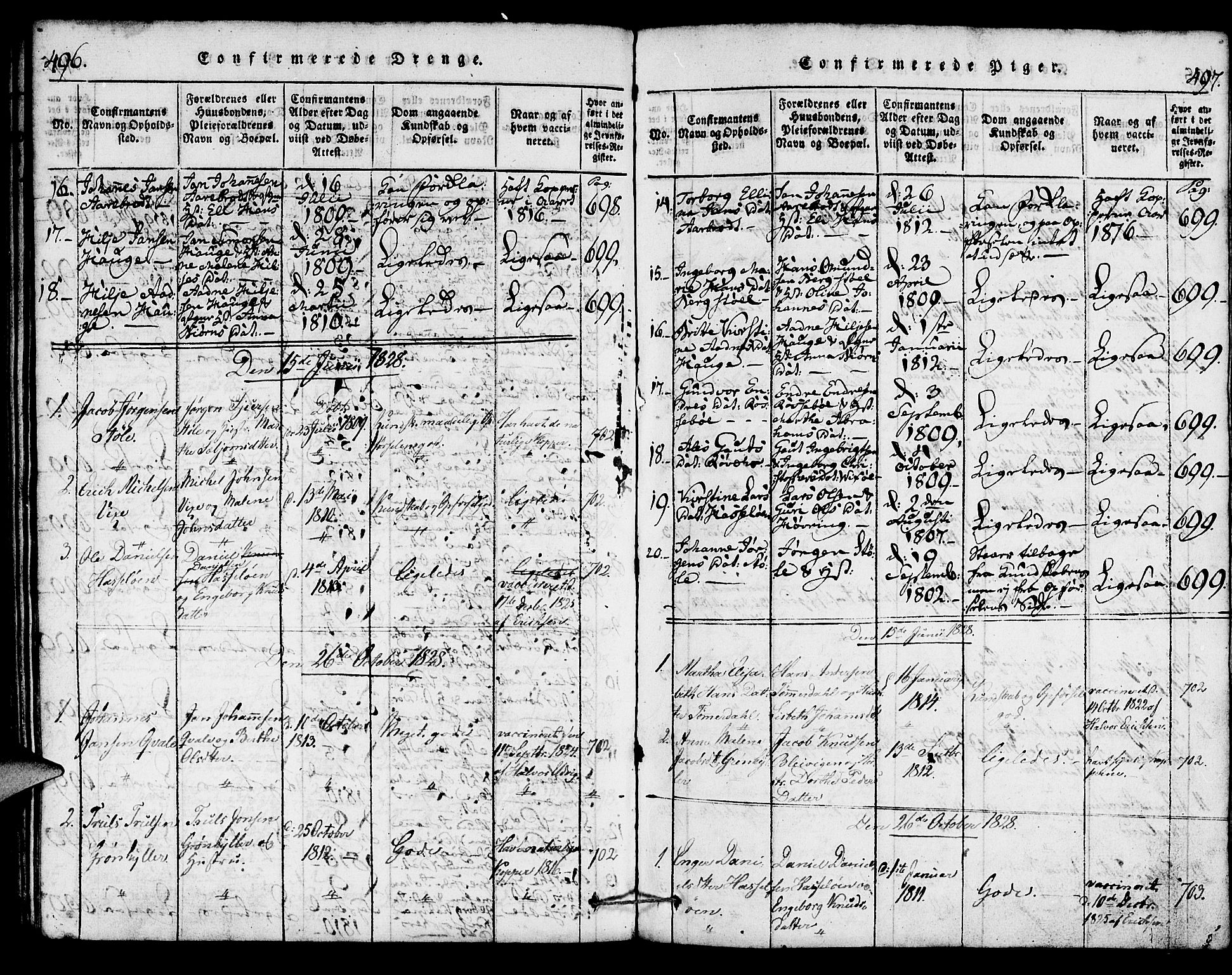 Torvastad sokneprestkontor, SAST/A -101857/H/Ha/Haa/L0004: Parish register (official) no. A 4, 1817-1836, p. 496-497