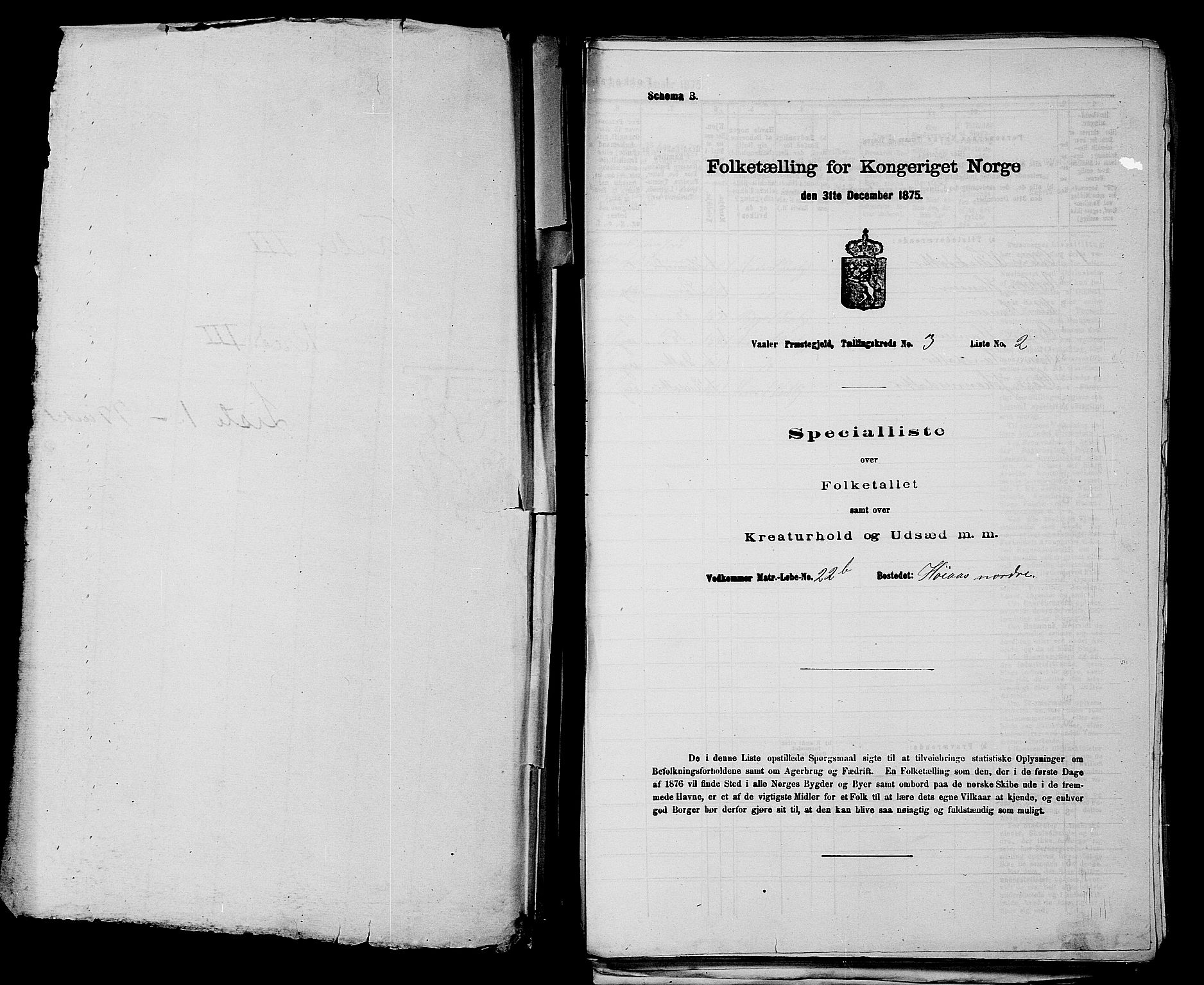 RA, 1875 census for 0137P Våler, 1875, p. 407