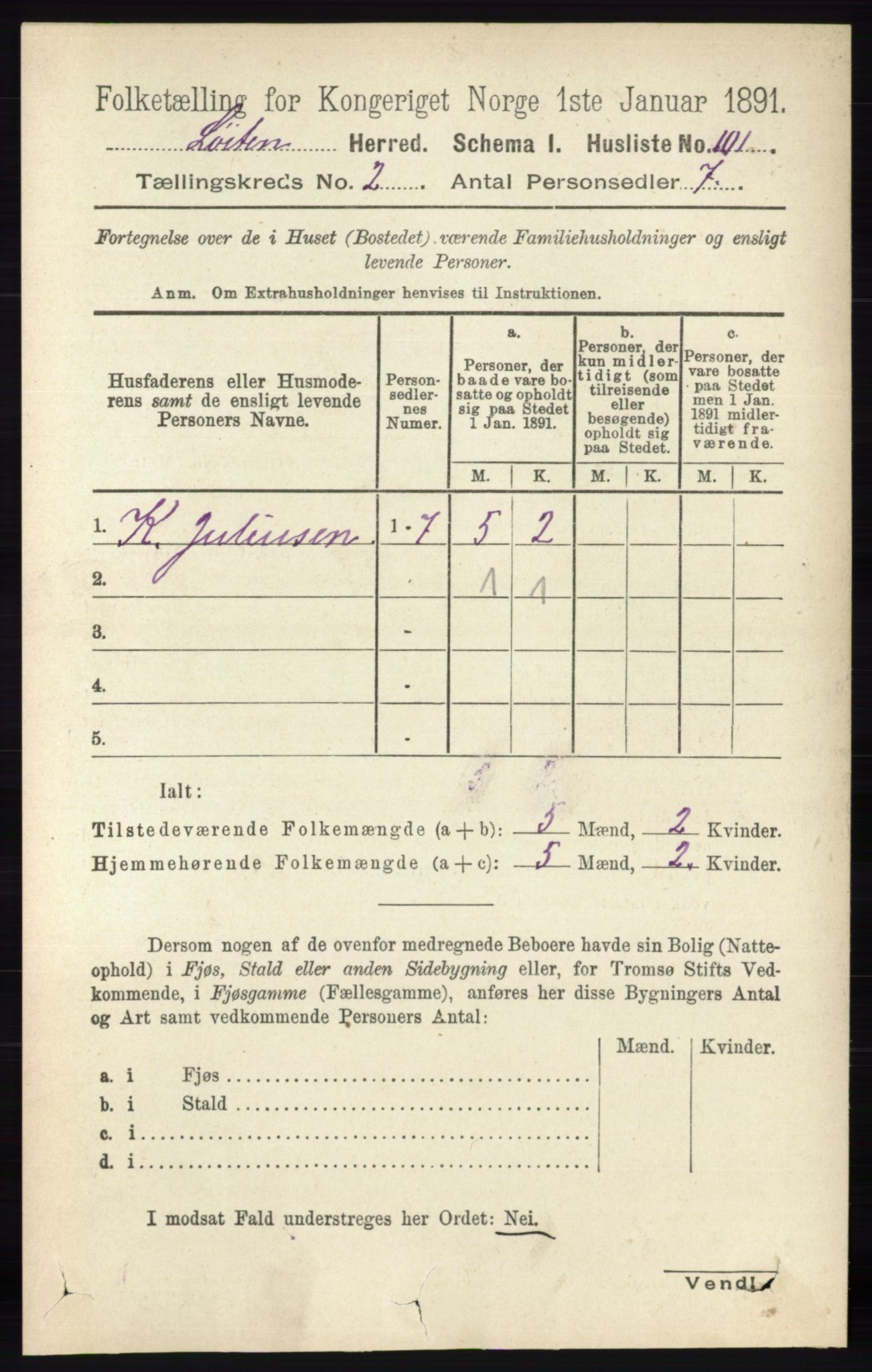 RA, 1891 census for 0415 Løten, 1891, p. 1473