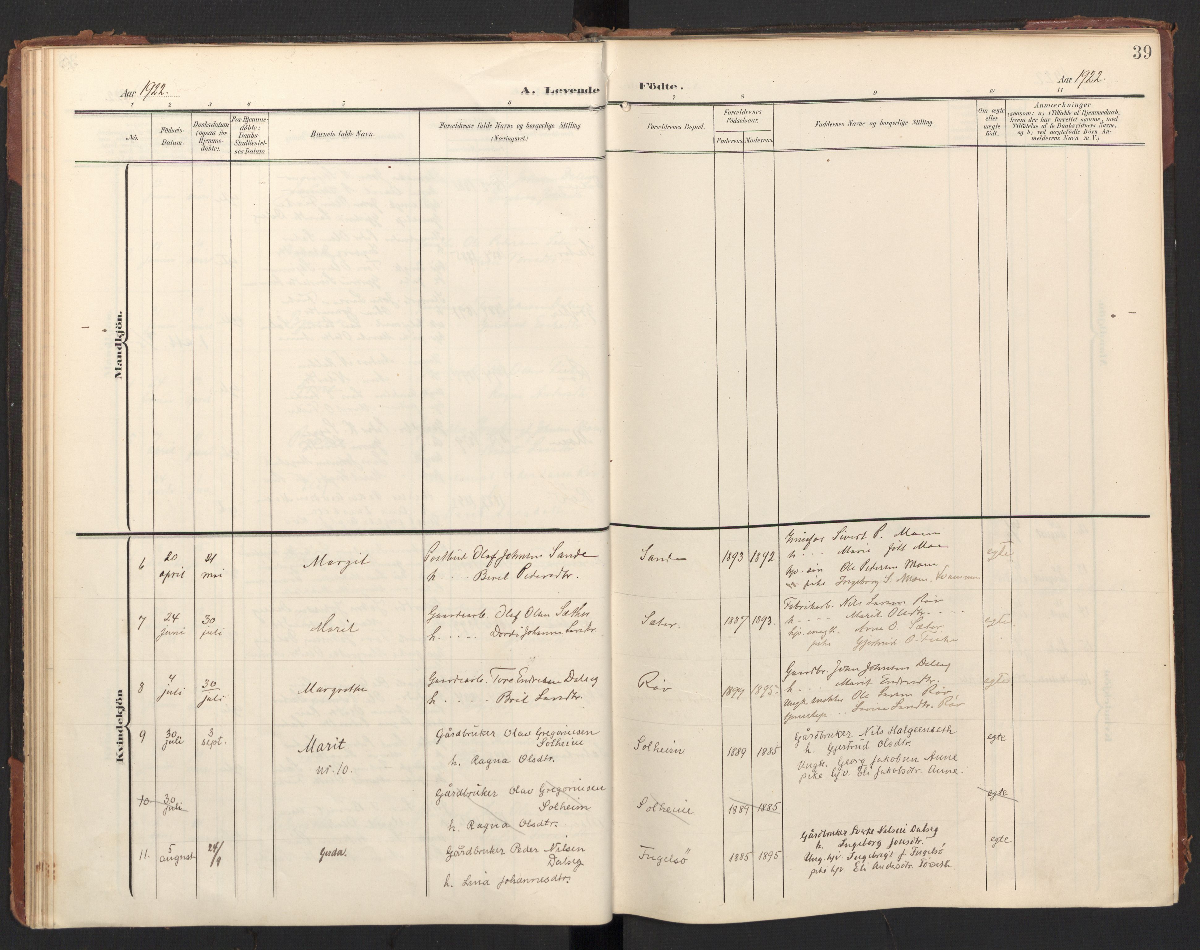 Ministerialprotokoller, klokkerbøker og fødselsregistre - Møre og Romsdal, AV/SAT-A-1454/597/L1063: Parish register (official) no. 597A02, 1905-1923, p. 39