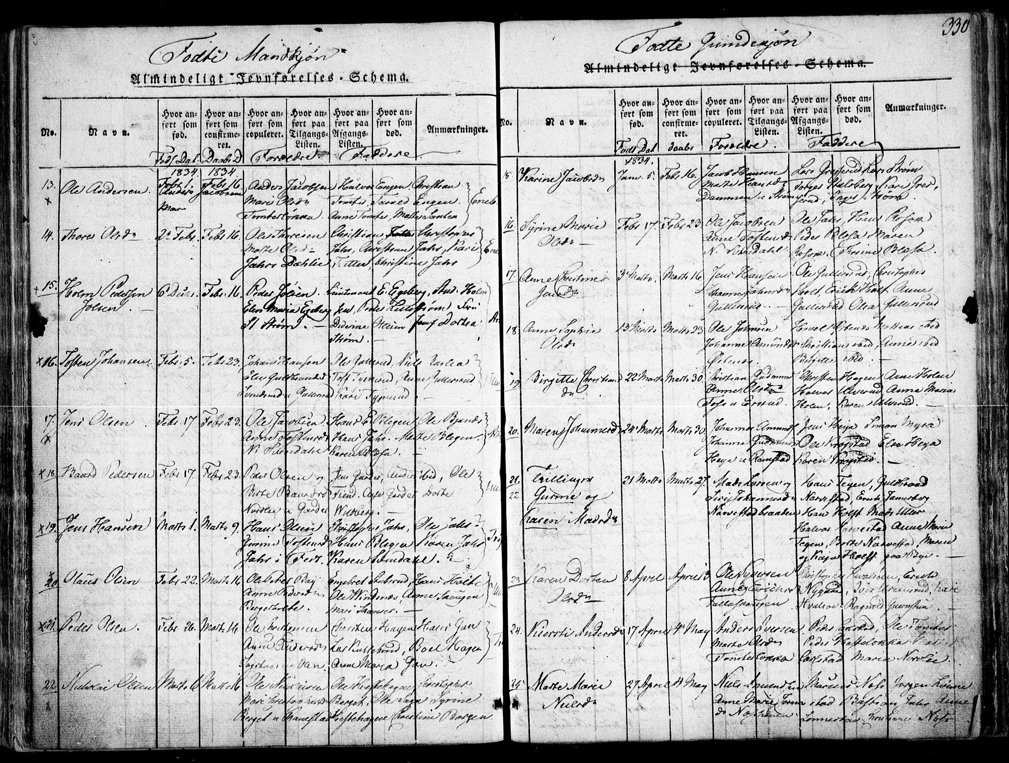 Fet prestekontor Kirkebøker, SAO/A-10370a/F/Fa/L0008: Parish register (official) no. I 8, 1815-1842, p. 330