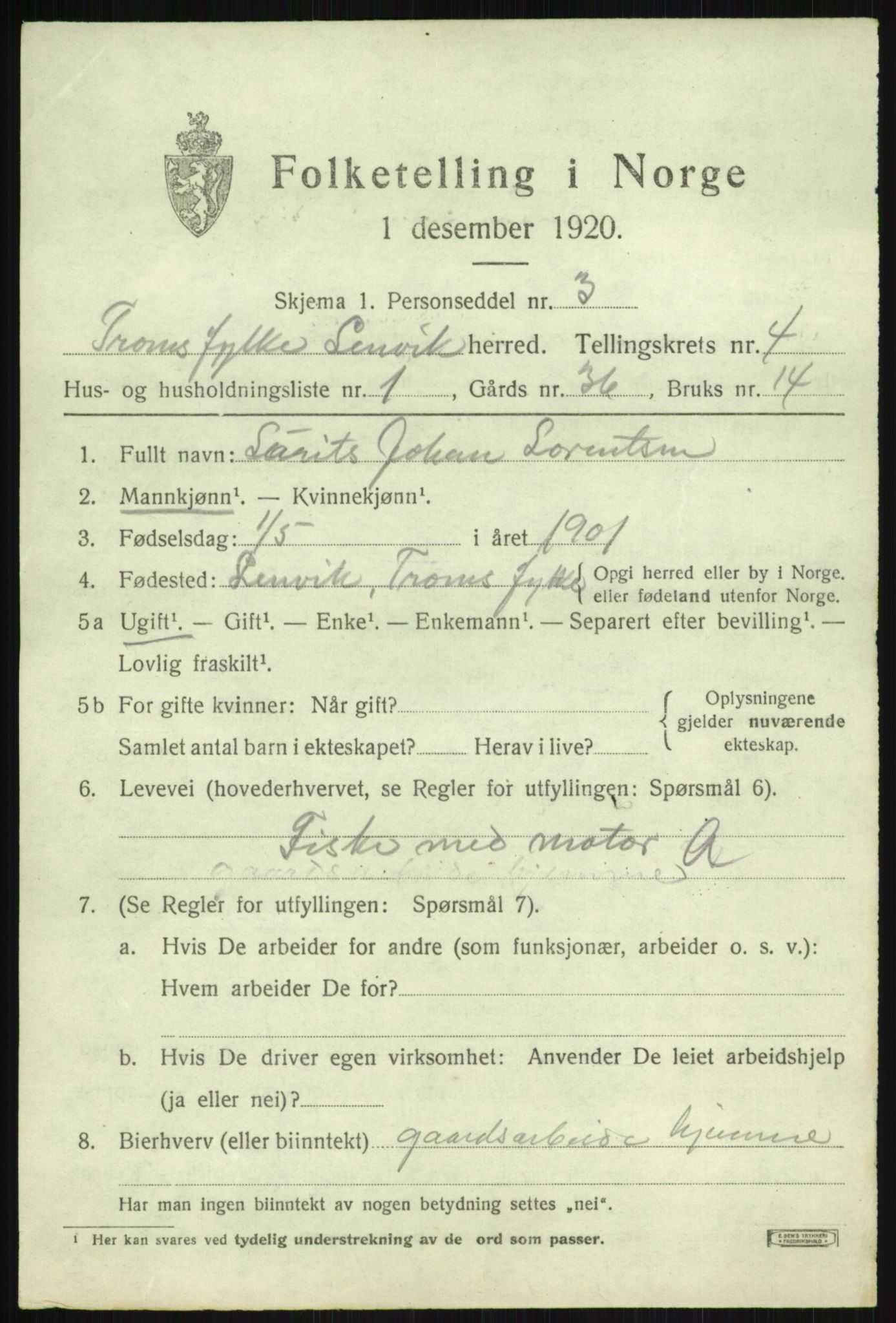 SATØ, 1920 census for Lenvik, 1920, p. 5650