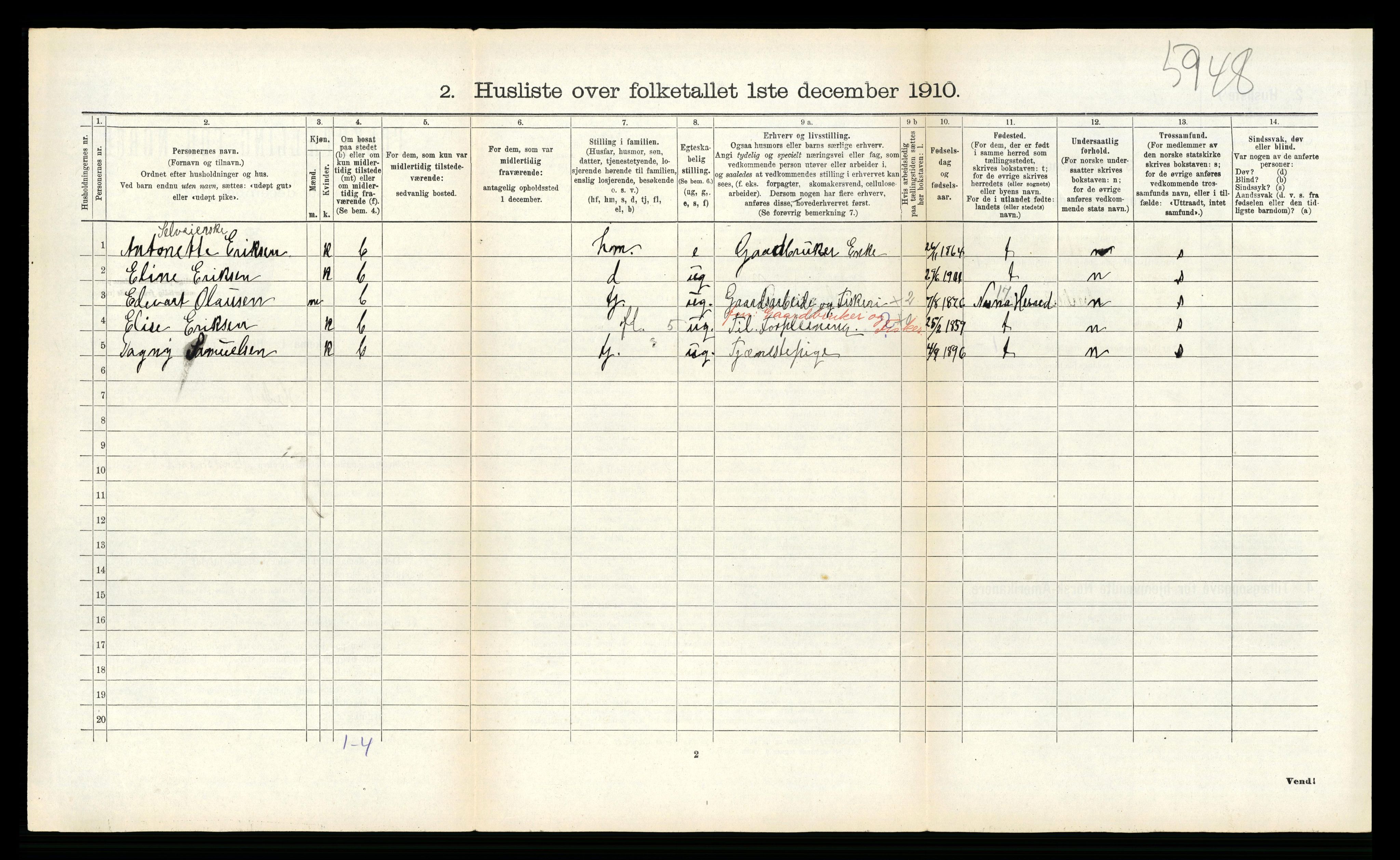 RA, 1910 census for Hadsel, 1910, p. 560