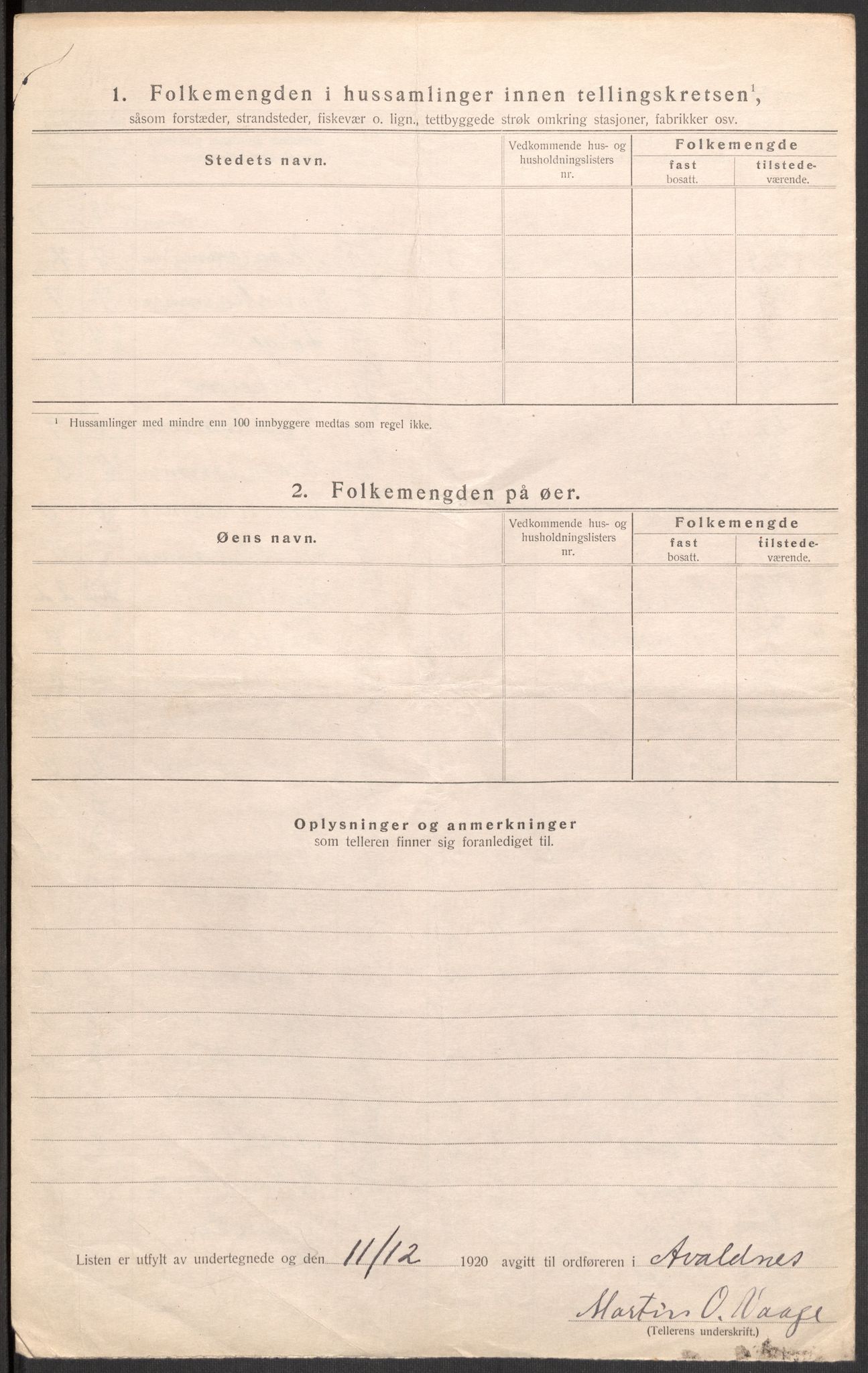 SAST, 1920 census for Avaldsnes, 1920, p. 34