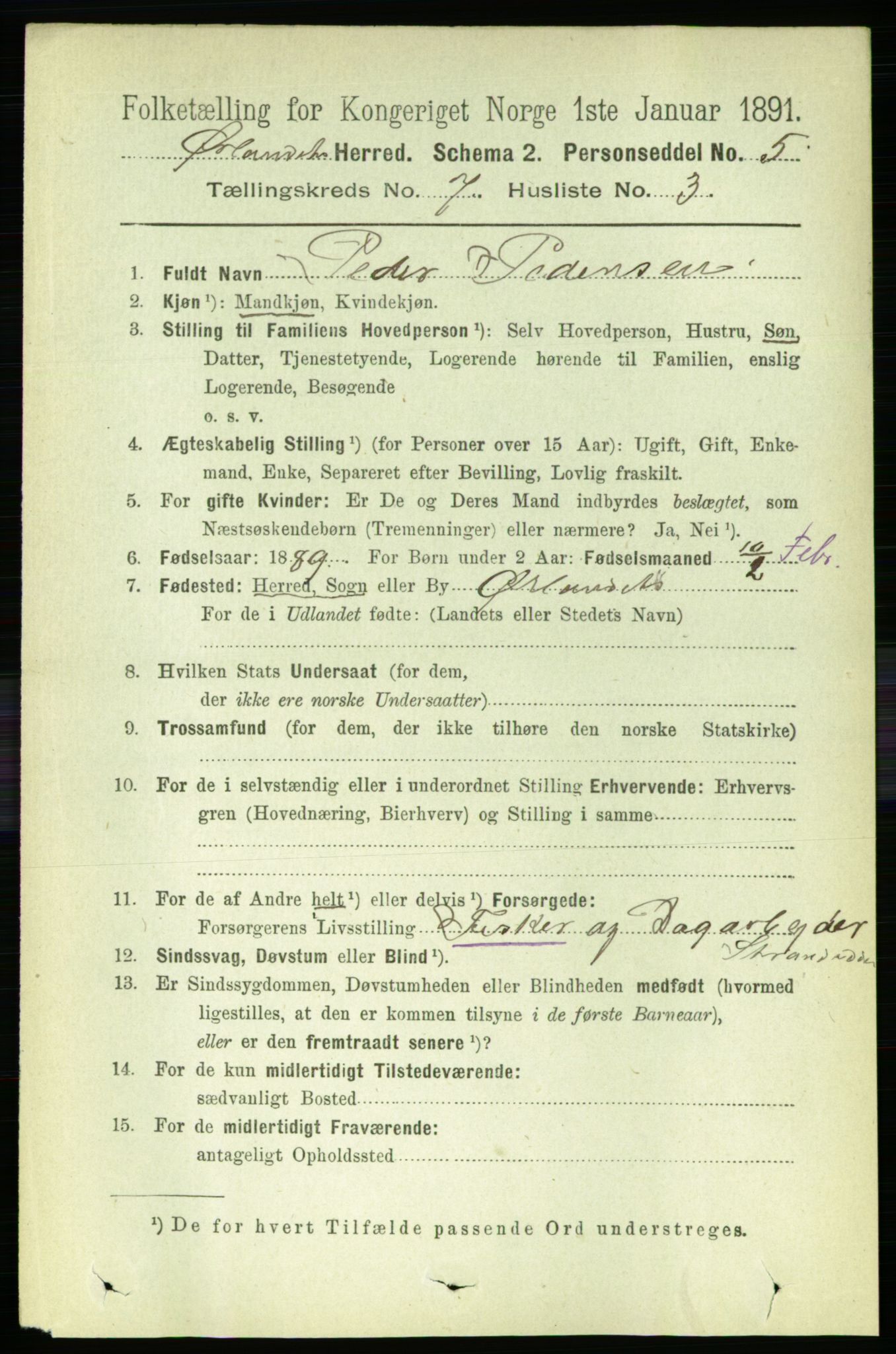 RA, 1891 census for 1621 Ørland, 1891, p. 2481