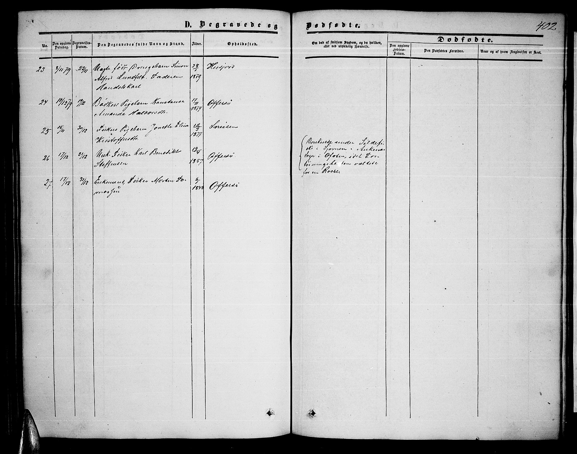 Ministerialprotokoller, klokkerbøker og fødselsregistre - Nordland, AV/SAT-A-1459/872/L1046: Parish register (copy) no. 872C02, 1852-1879, p. 402