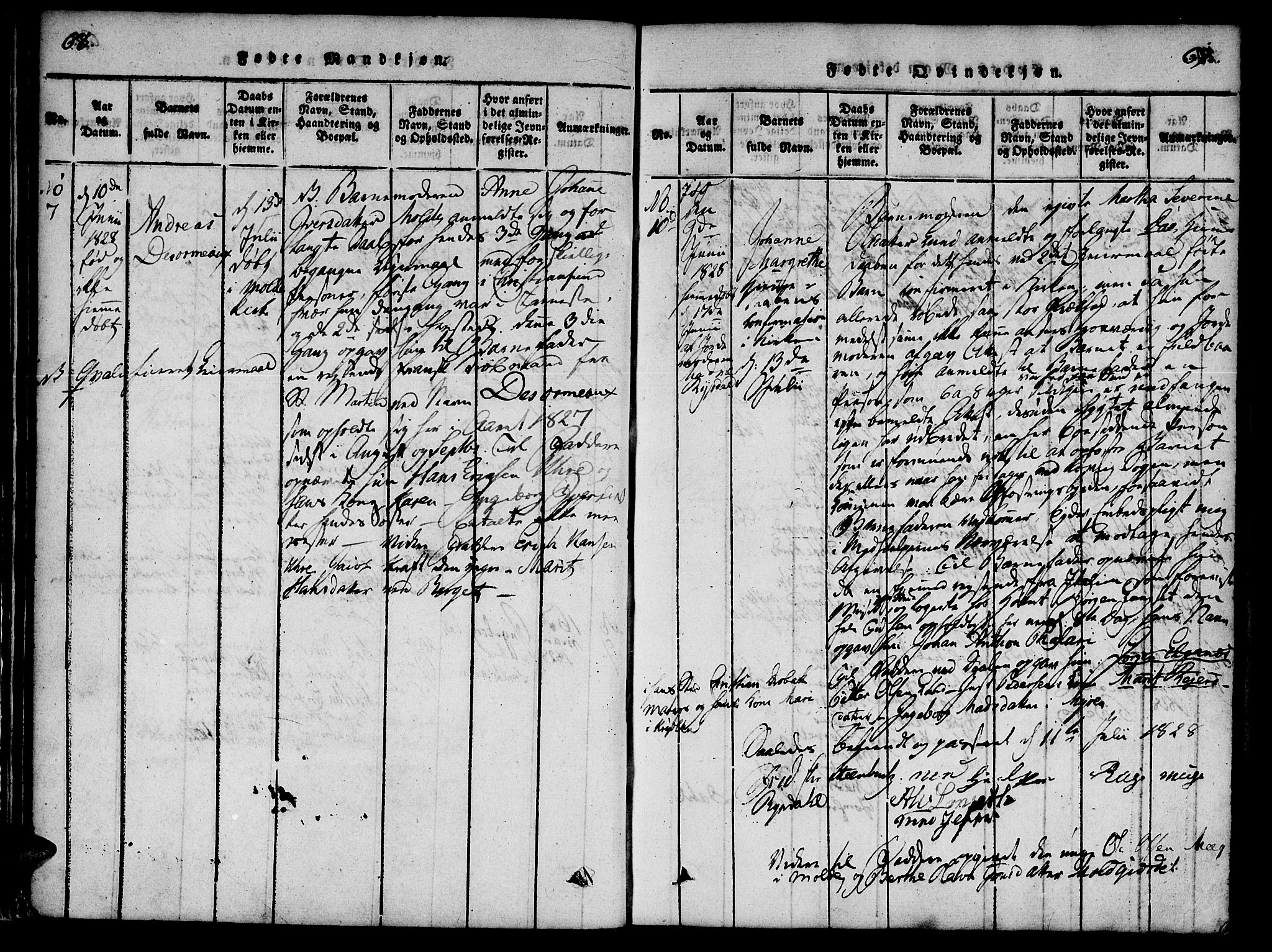 Ministerialprotokoller, klokkerbøker og fødselsregistre - Møre og Romsdal, AV/SAT-A-1454/558/L0688: Parish register (official) no. 558A02, 1818-1843, p. 68-69