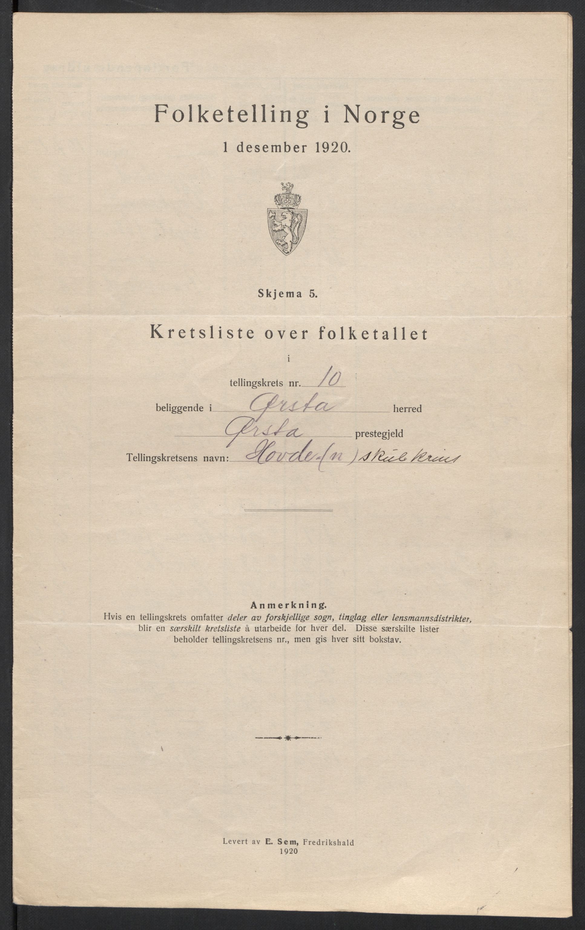 SAT, 1920 census for Ørsta, 1920, p. 33