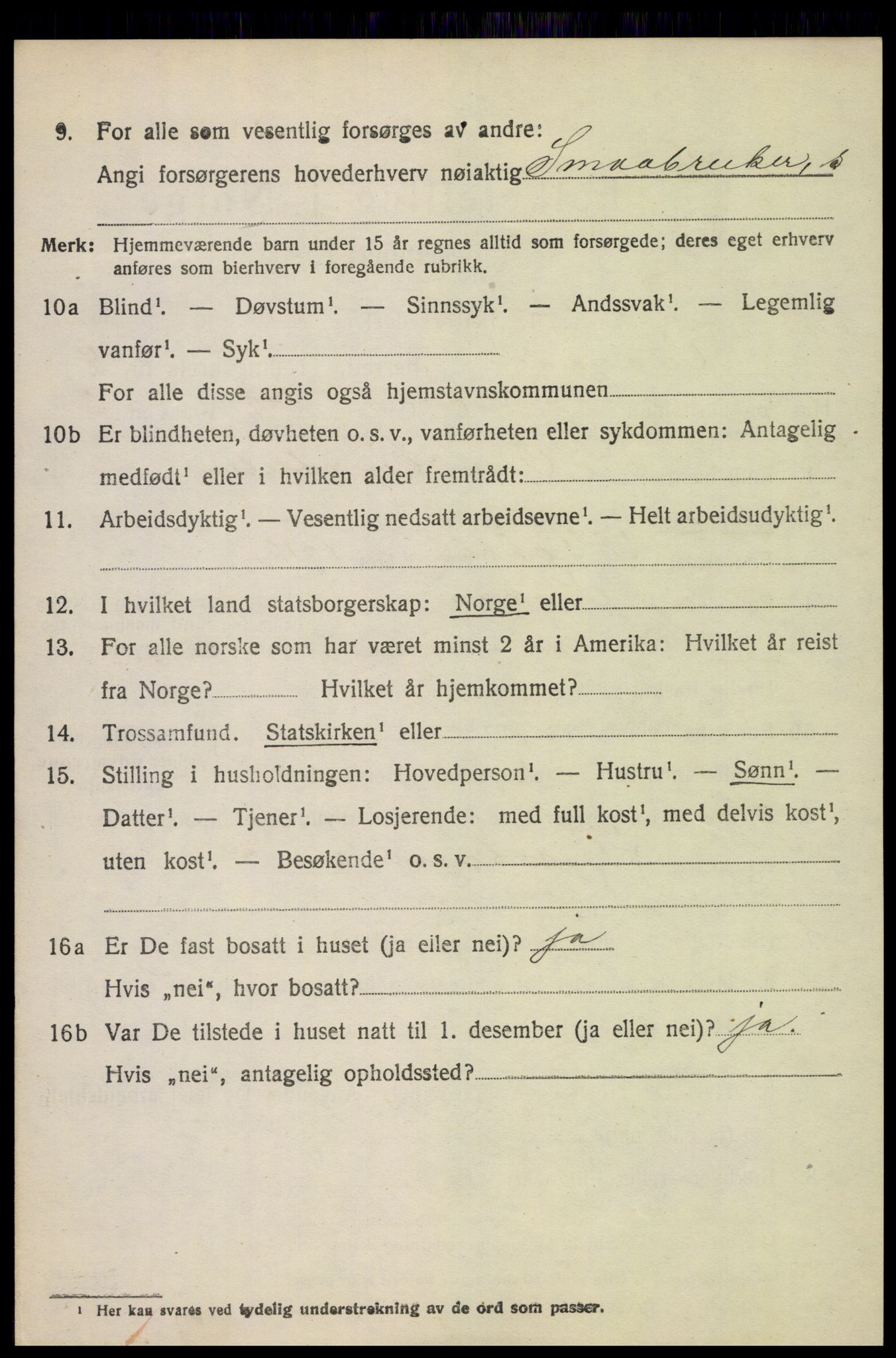 SAH, 1920 census for Vågå, 1920, p. 3933
