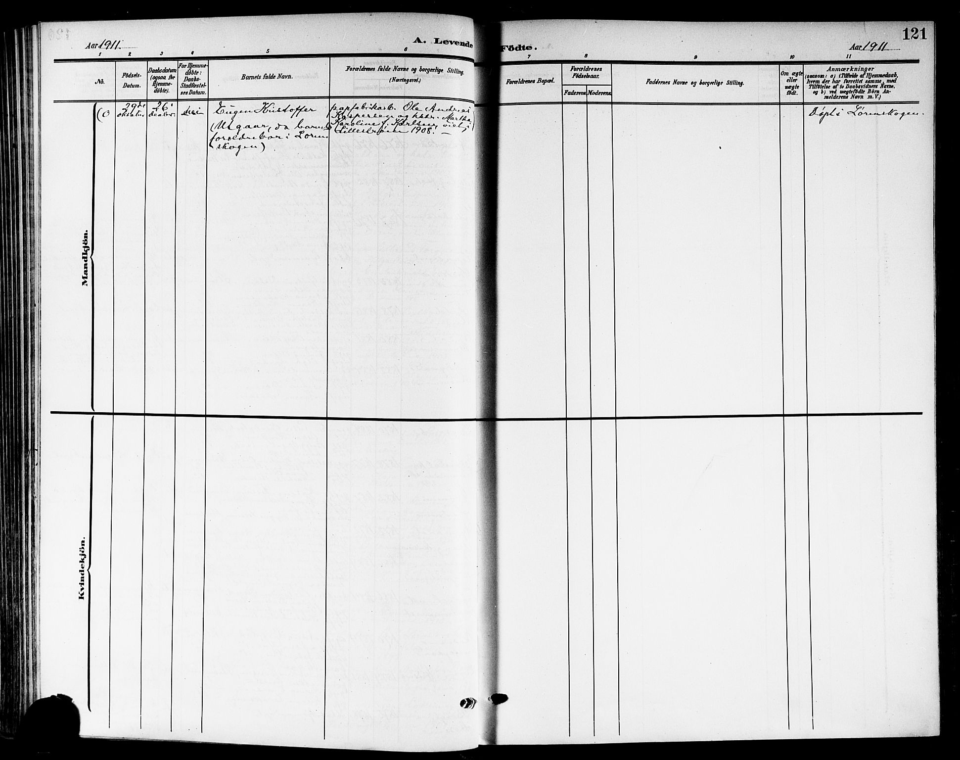 Skedsmo prestekontor Kirkebøker, AV/SAO-A-10033a/G/Ga/L0005b: Parish register (copy) no. I 5B, 1902-1911, p. 121