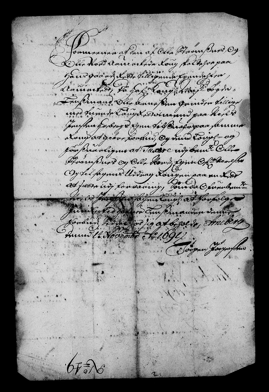 Stattholderembetet 1572-1771, RA/EA-2870/Af/L0004: Avskrifter av vedlegg til originale supplikker, nummerert i samsvar med supplikkbøkene, 1691-1694, p. 131