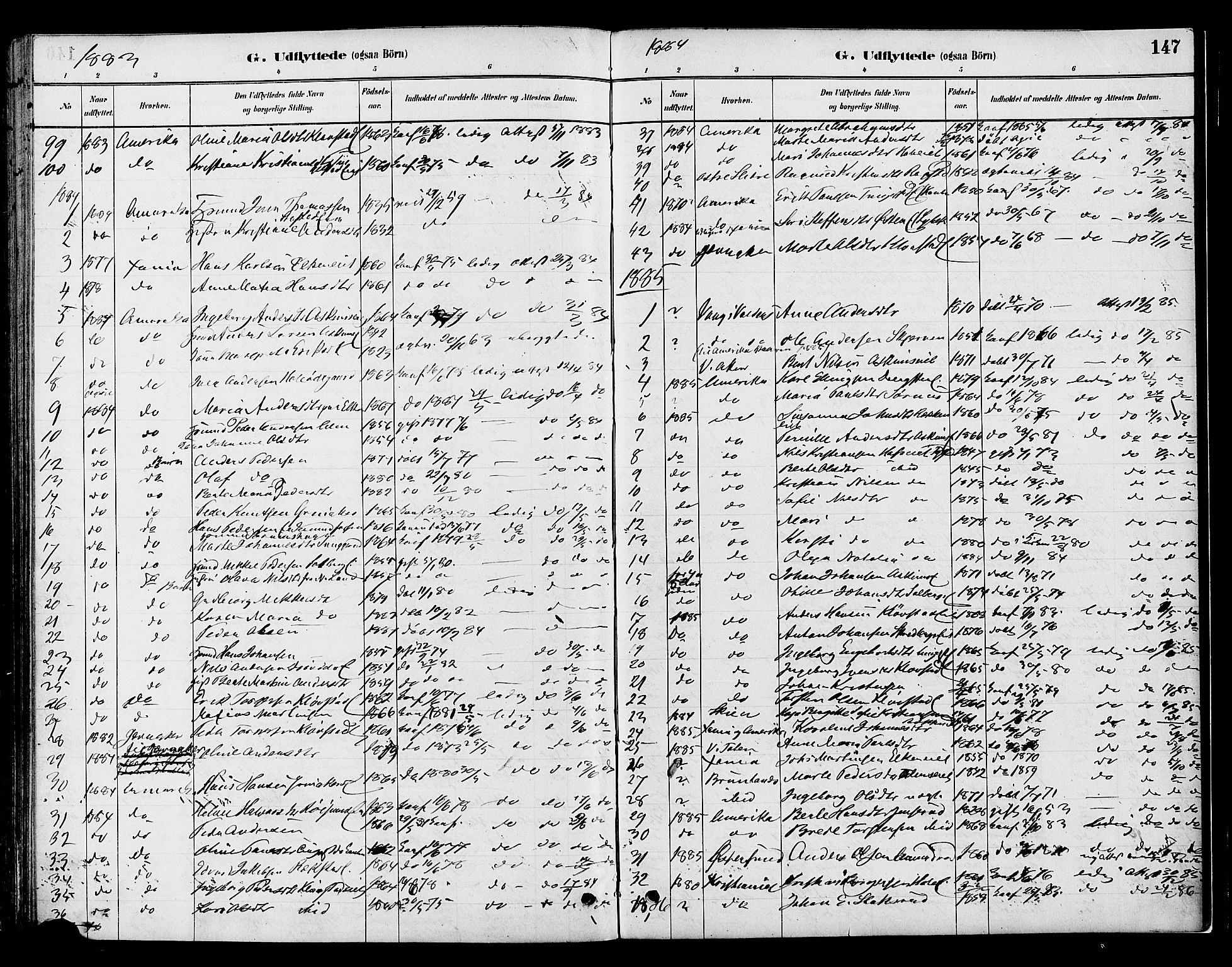 Gran prestekontor, SAH/PREST-112/H/Ha/Haa/L0016: Parish register (official) no. 16, 1880-1888, p. 147