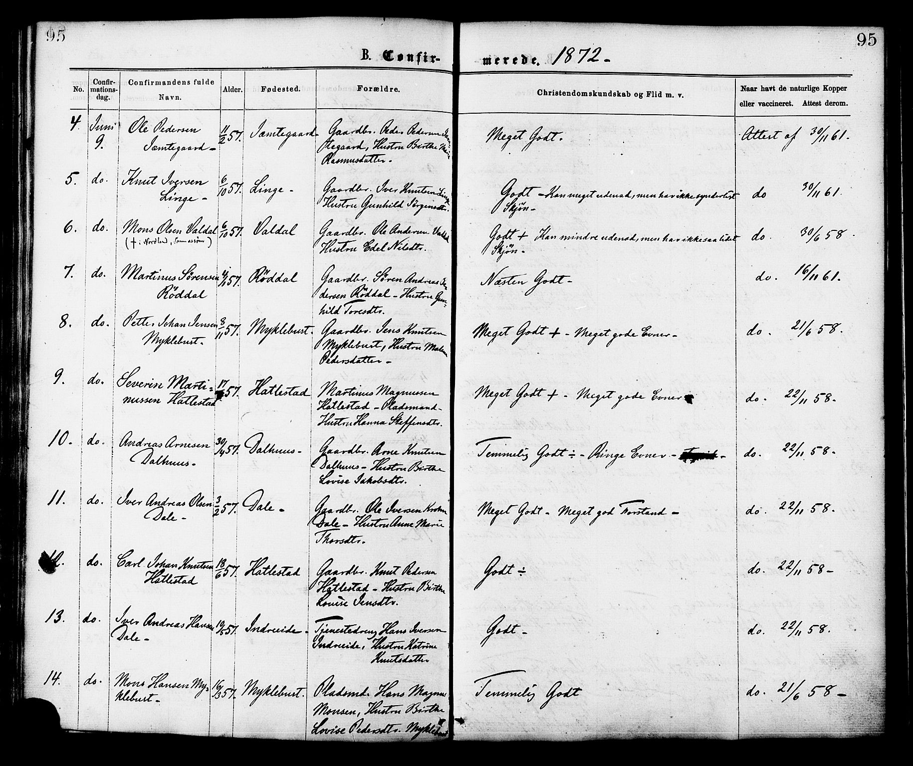 Ministerialprotokoller, klokkerbøker og fødselsregistre - Møre og Romsdal, SAT/A-1454/519/L0254: Parish register (official) no. 519A13, 1868-1883, p. 95