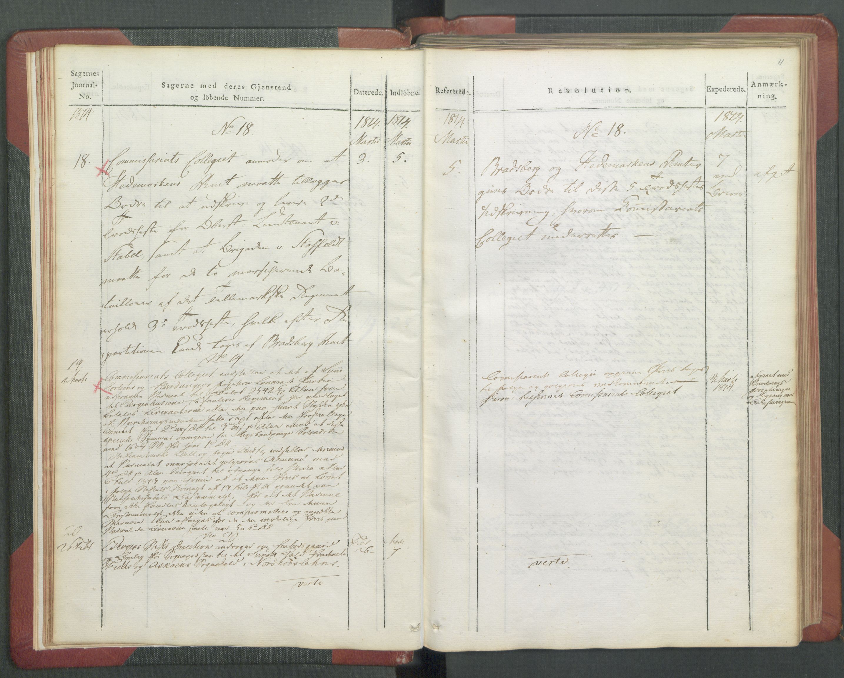 Departementene i 1814, AV/RA-S-3899/Fb/L0029: Journal A 1-900 (ekstraktprotokoll), 1814, p. 11