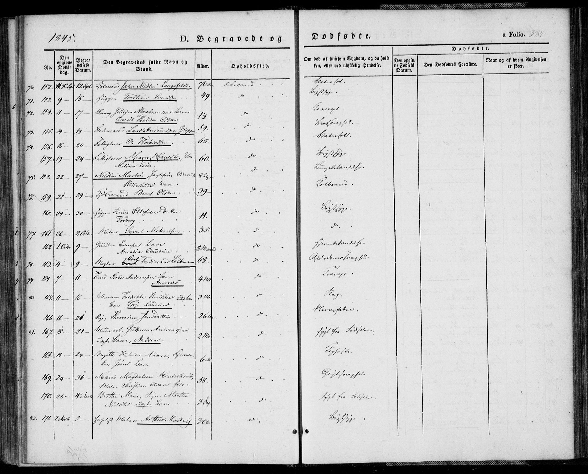 Kristiansand domprosti, AV/SAK-1112-0006/F/Fa/L0013: Parish register (official) no. A 13, 1842-1851, p. 384