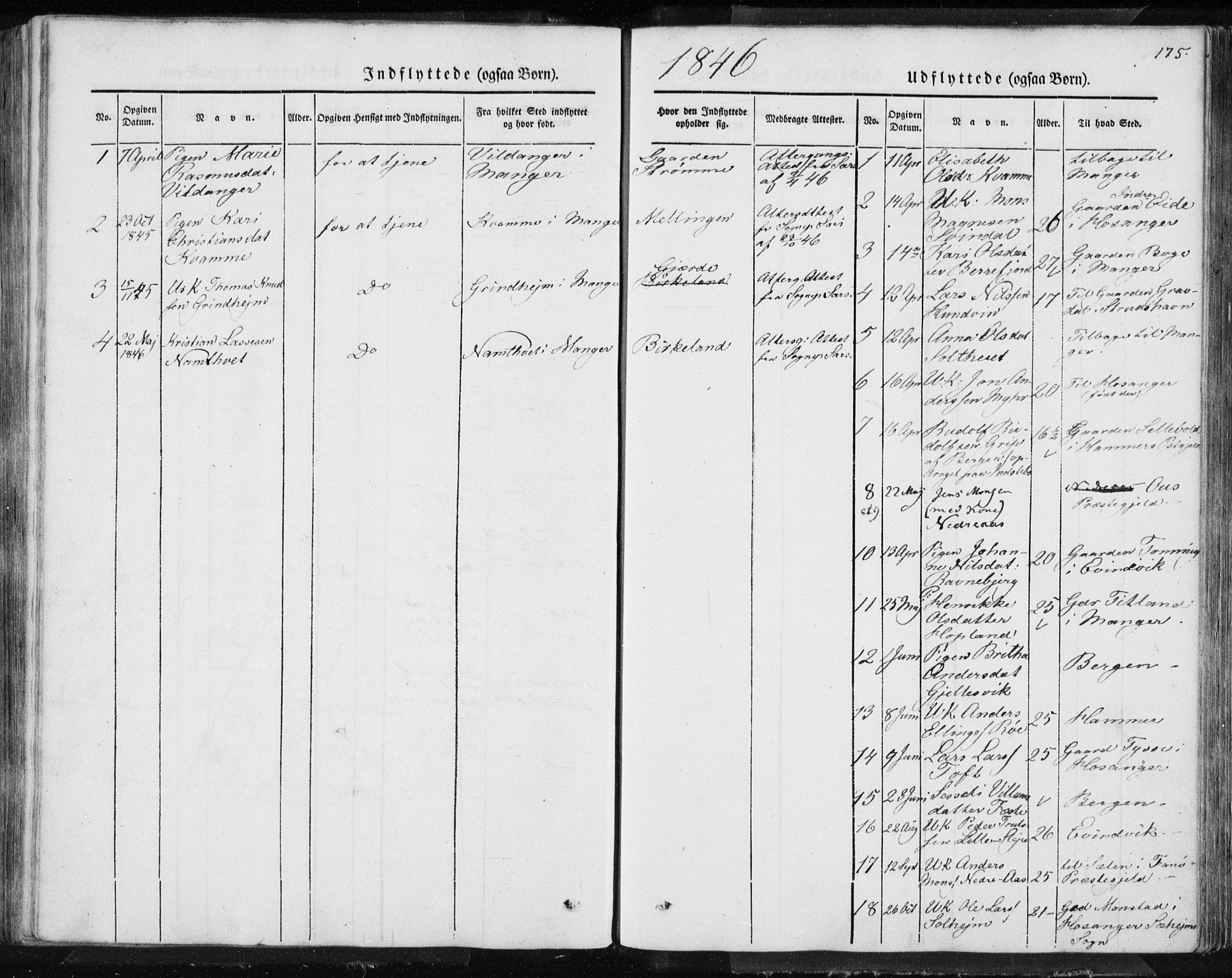 Lindås Sokneprestembete, SAB/A-76701/H/Haa: Parish register (official) no. A 10, 1842-1862, p. 175