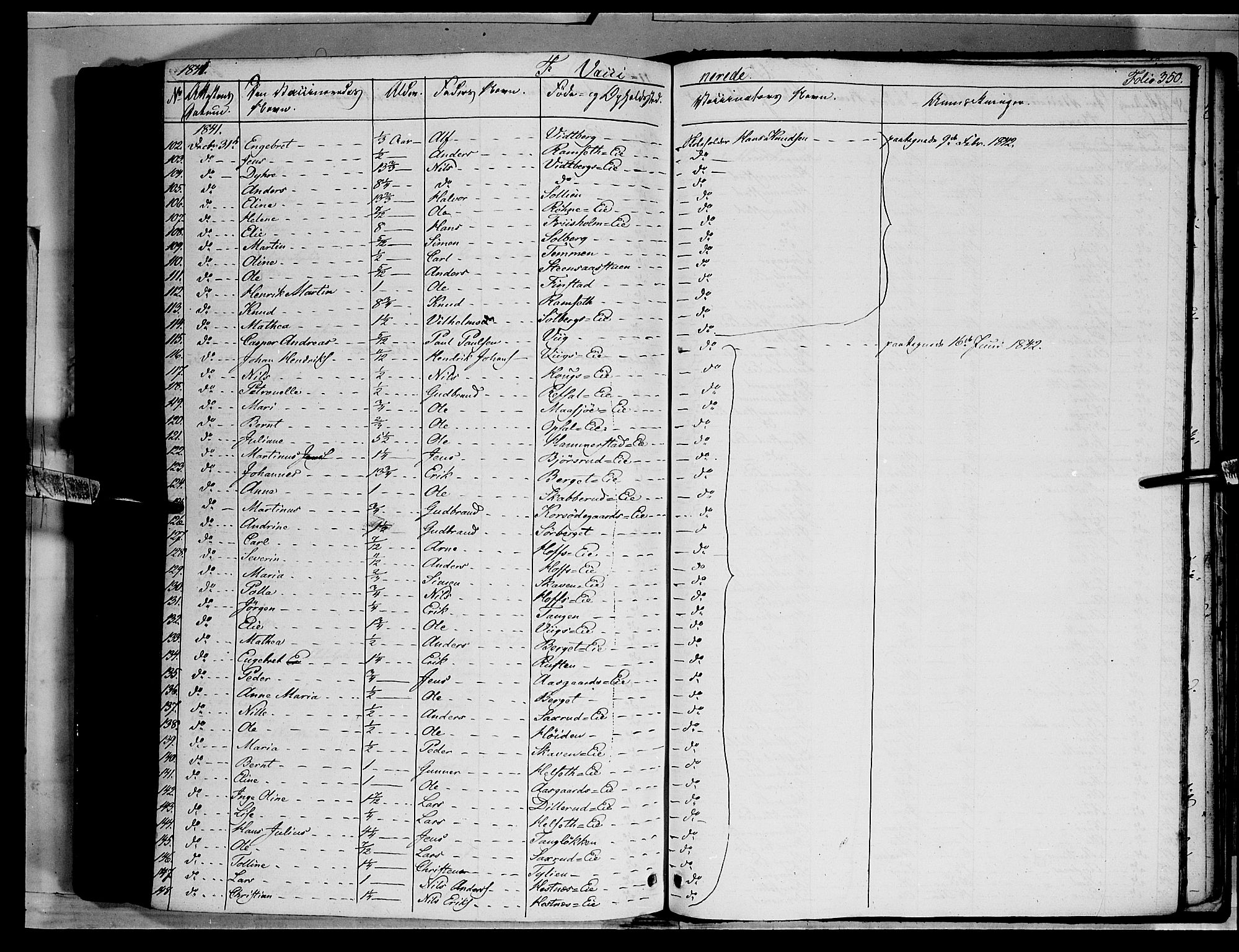 Stange prestekontor, AV/SAH-PREST-002/K/L0010: Parish register (official) no. 10, 1835-1845, p. 350