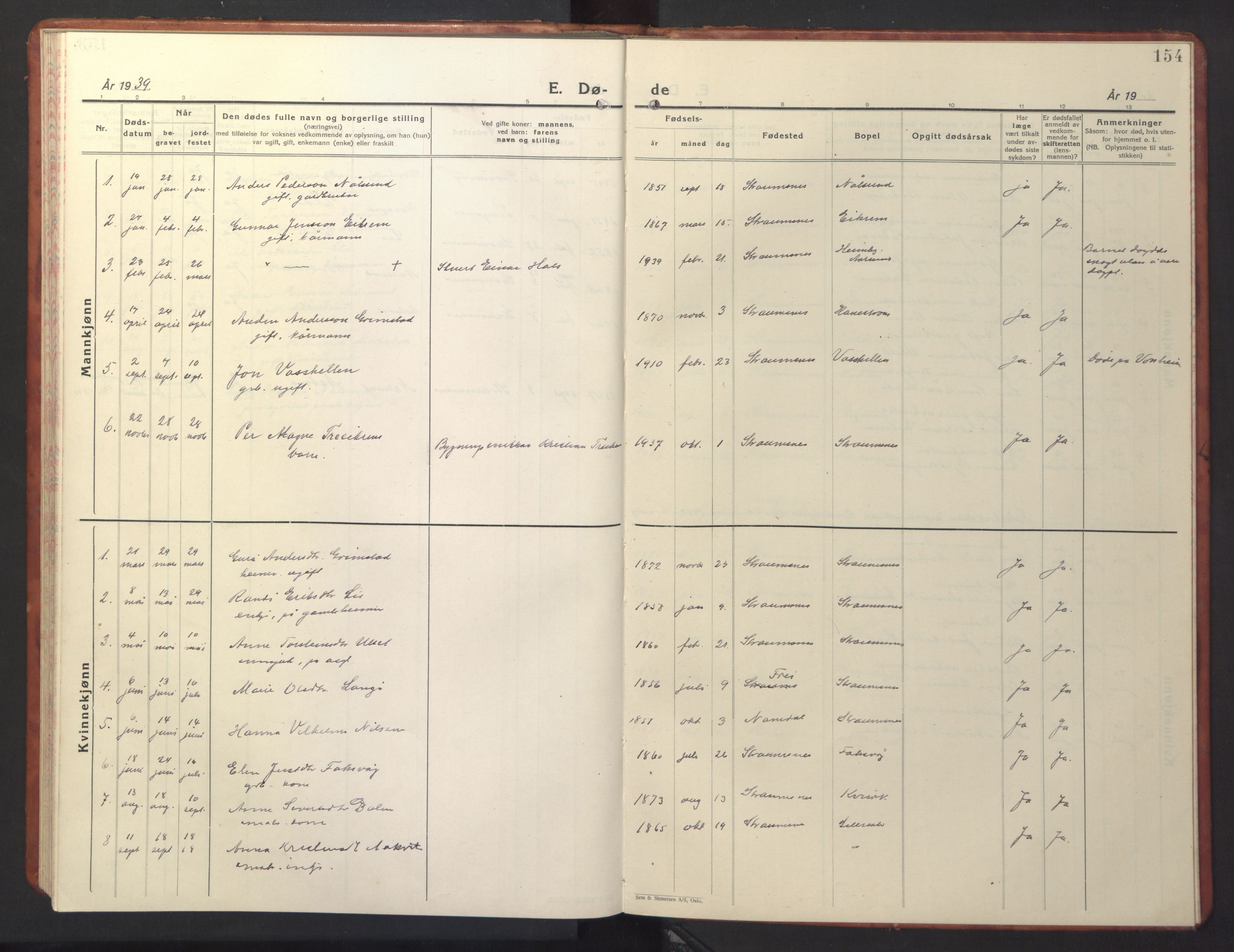 Ministerialprotokoller, klokkerbøker og fødselsregistre - Møre og Romsdal, AV/SAT-A-1454/587/L1002: Parish register (copy) no. 587C02, 1926-1951, p. 154