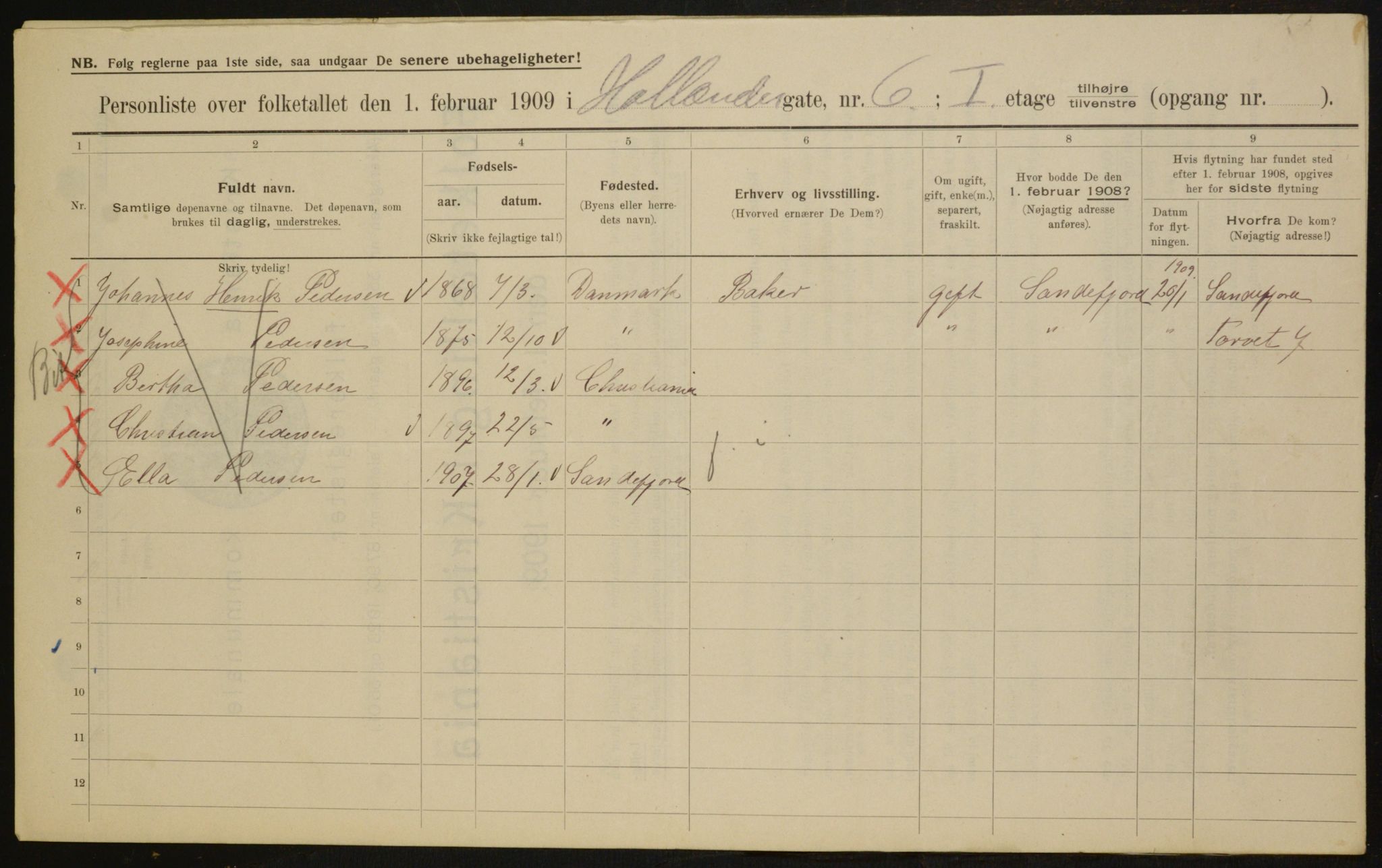 OBA, Municipal Census 1909 for Kristiania, 1909, p. 36945