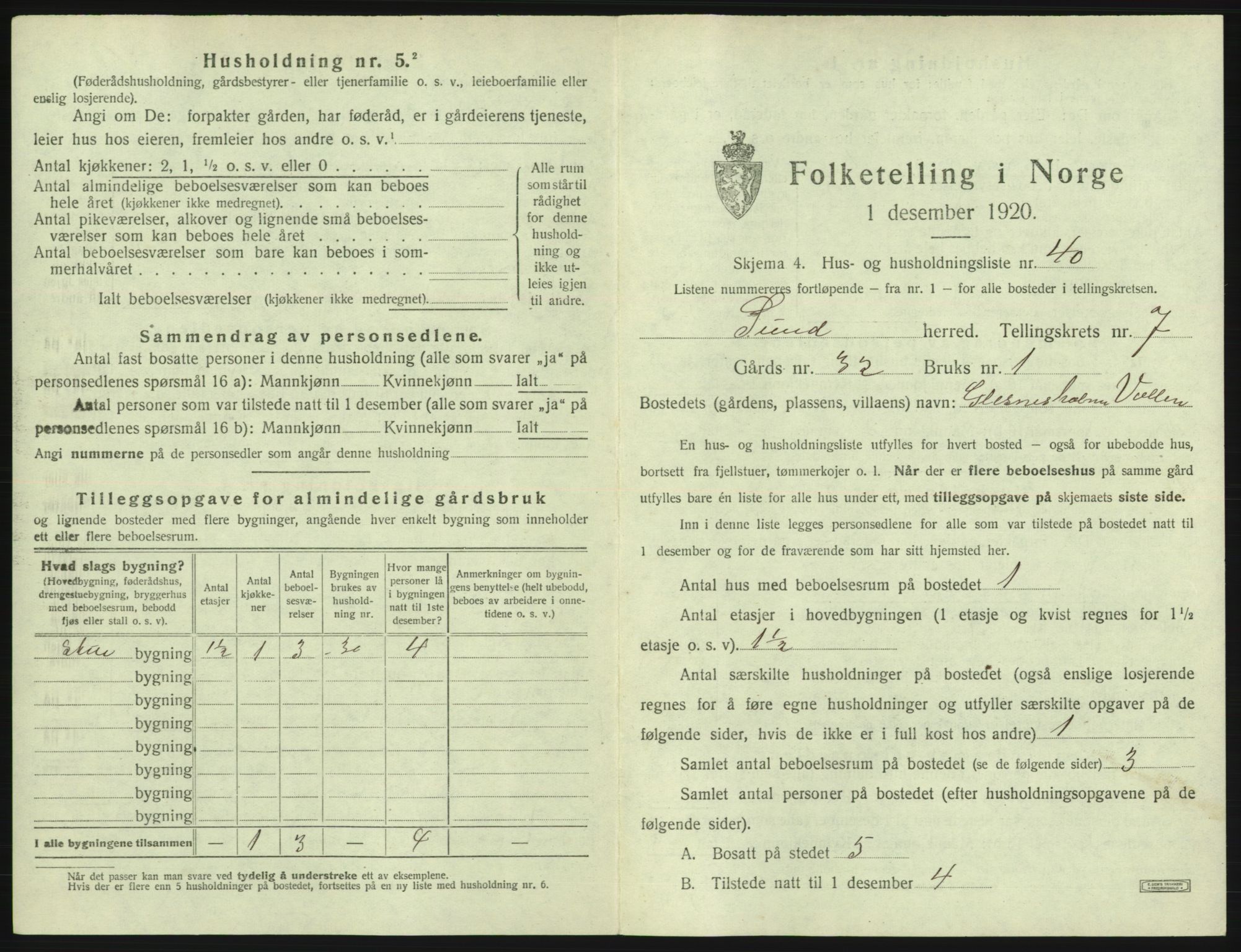 SAB, 1920 census for Sund, 1920, p. 670