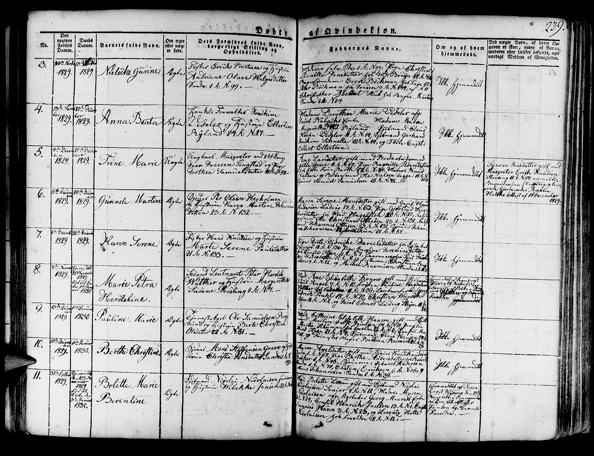 Korskirken sokneprestembete, SAB/A-76101/H/Haa/L0014: Parish register (official) no. A 14, 1823-1835, p. 239