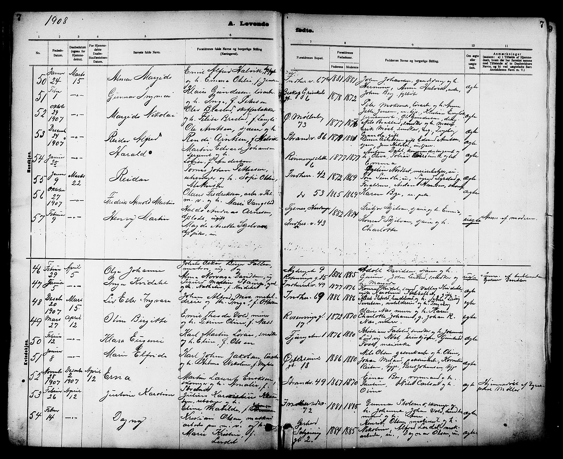 Ministerialprotokoller, klokkerbøker og fødselsregistre - Sør-Trøndelag, SAT/A-1456/605/L0254: Parish register (copy) no. 605C01, 1908-1916, p. 7