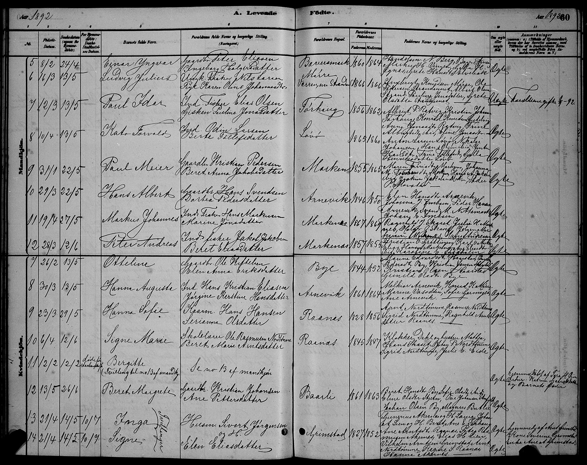 Ministerialprotokoller, klokkerbøker og fødselsregistre - Sør-Trøndelag, AV/SAT-A-1456/655/L0687: Parish register (copy) no. 655C03, 1880-1898, p. 60