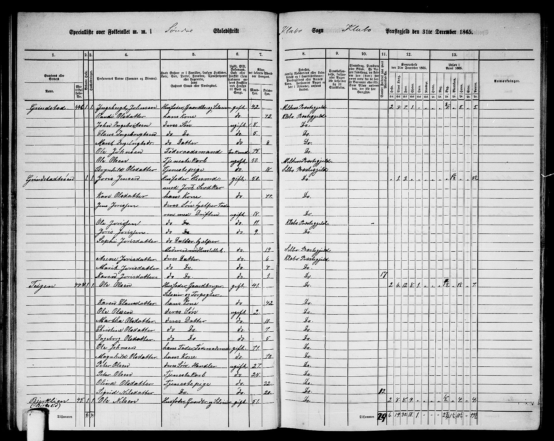 RA, 1865 census for Klæbu, 1865, p. 41