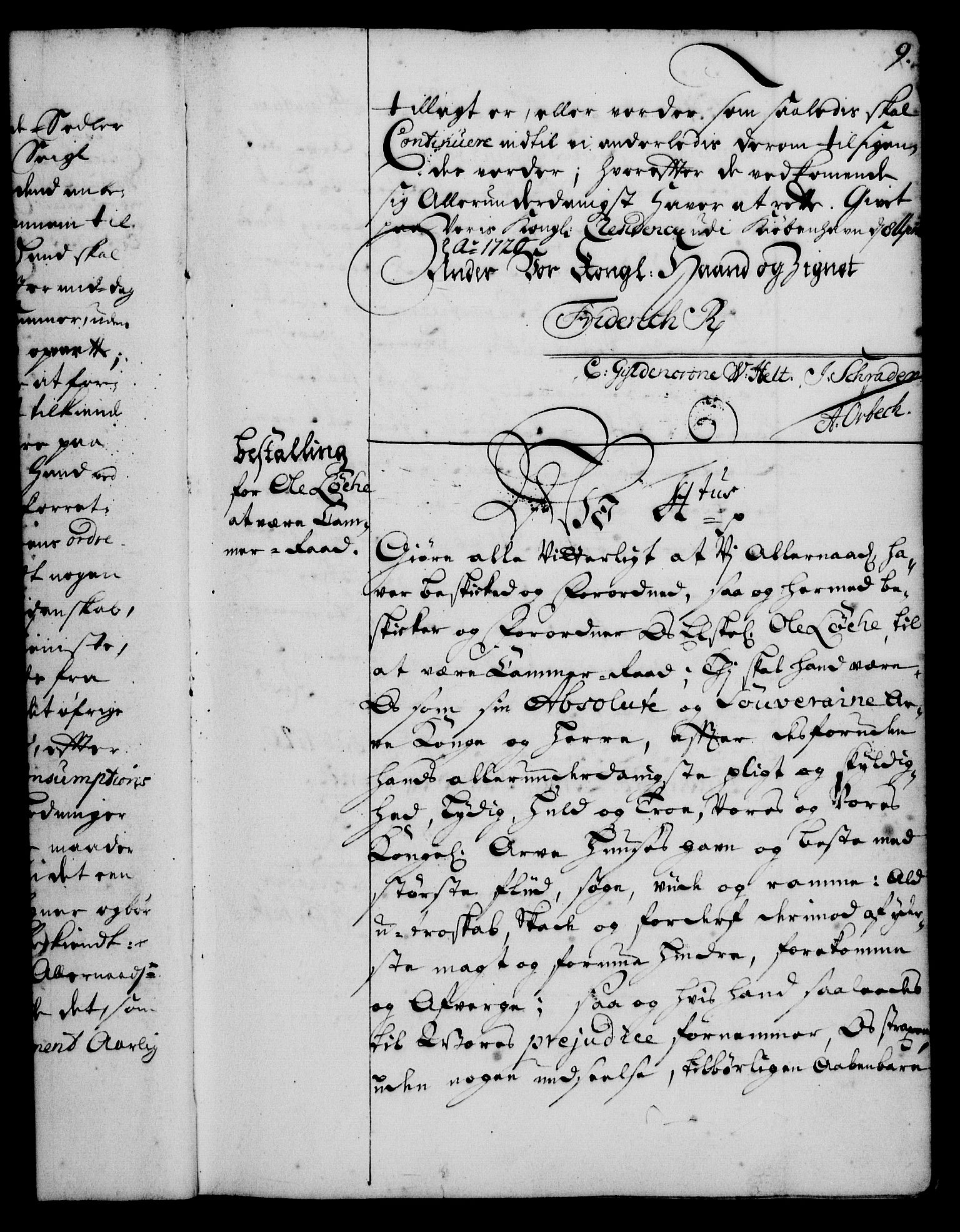 Rentekammeret, Kammerkanselliet, AV/RA-EA-3111/G/Gg/Gge/L0001: Norsk bestallingsprotokoll med register (merket RK 53.25), 1720-1730, p. 9