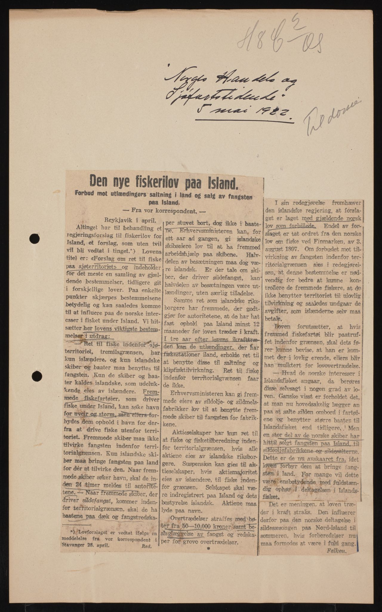 Utenriksdepartementet, AV/RA-S-2259, 1872-1932, p. 73