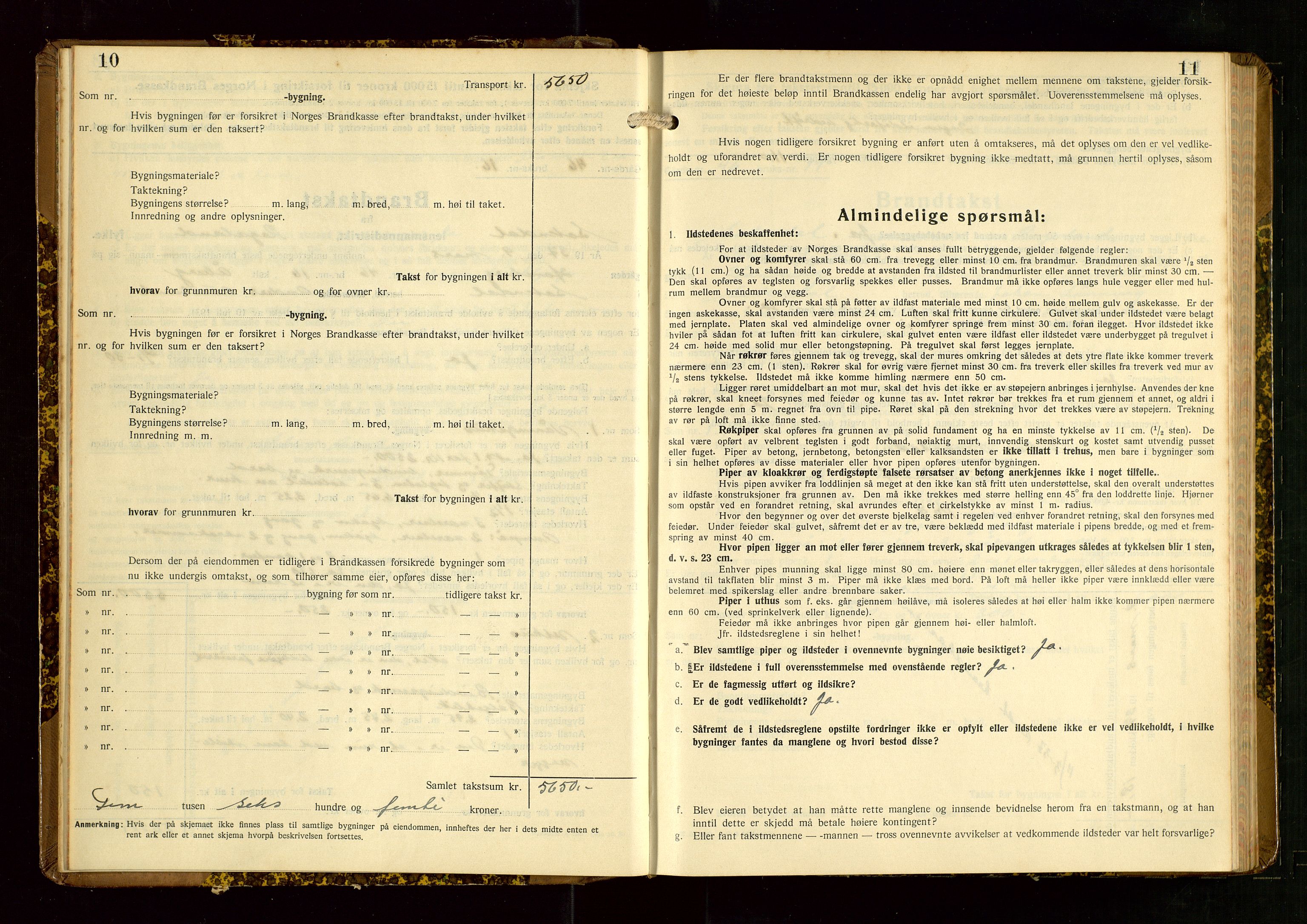 Sokndal lensmannskontor, AV/SAST-A-100417/Gob/L0008: "Brandtakst-Protokoll", 1937-1955, p. 10-11
