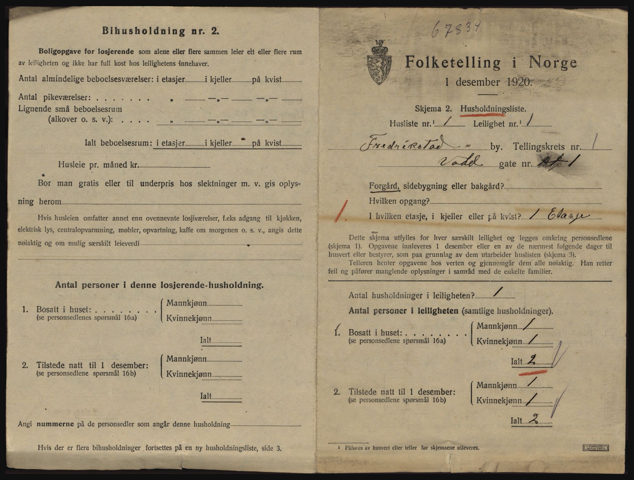 SAO, 1920 census for Fredrikstad, 1920, p. 4093