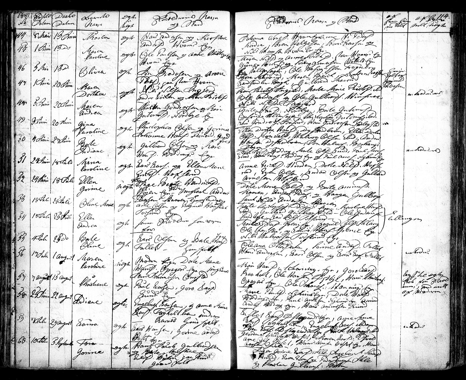 Nes prestekontor Kirkebøker, AV/SAO-A-10410/F/Fa/L0006: Parish register (official) no. I 6, 1833-1845, p. 114